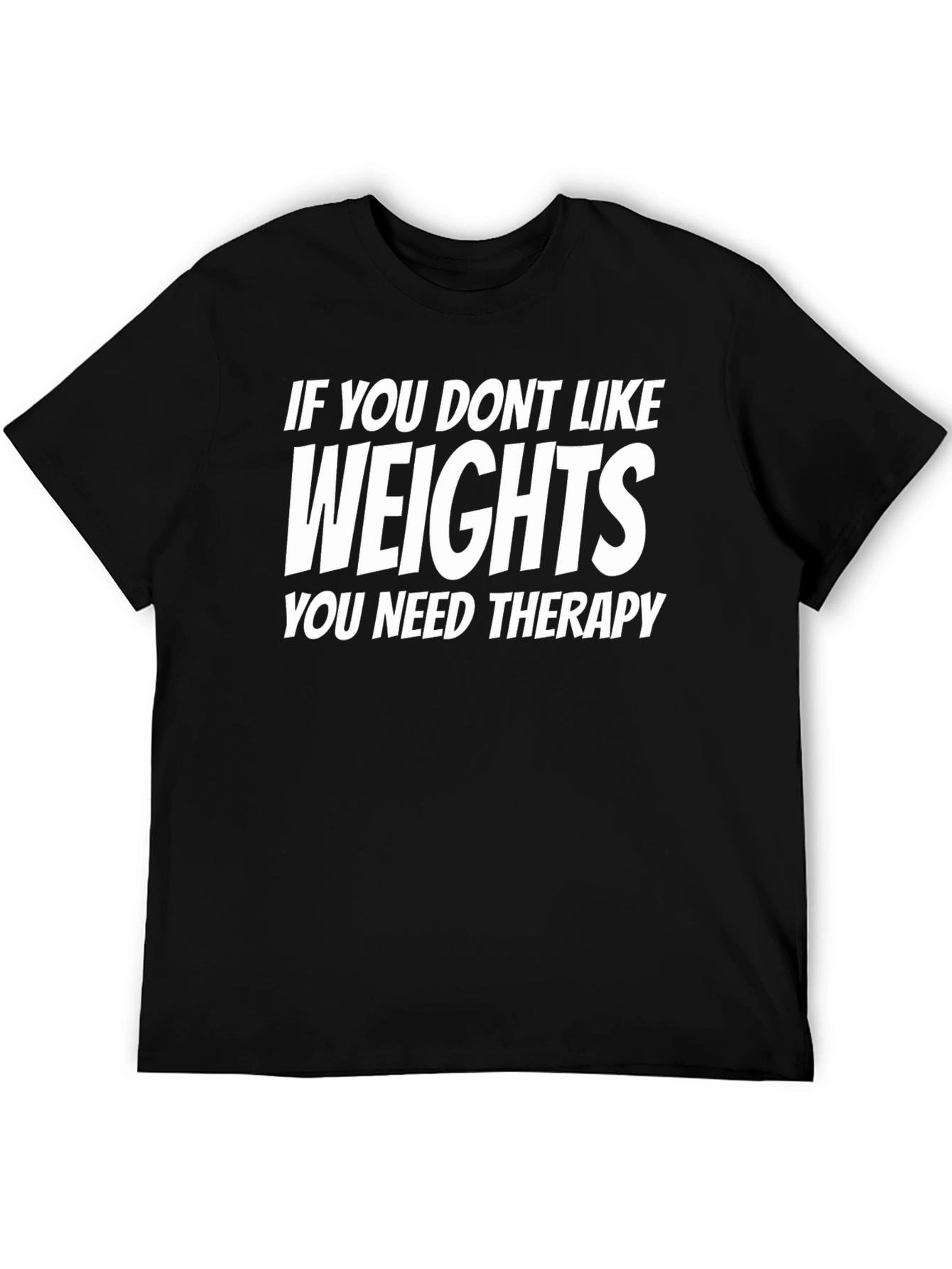 Black Funny Weights Therapy Black T-Shirt view 5