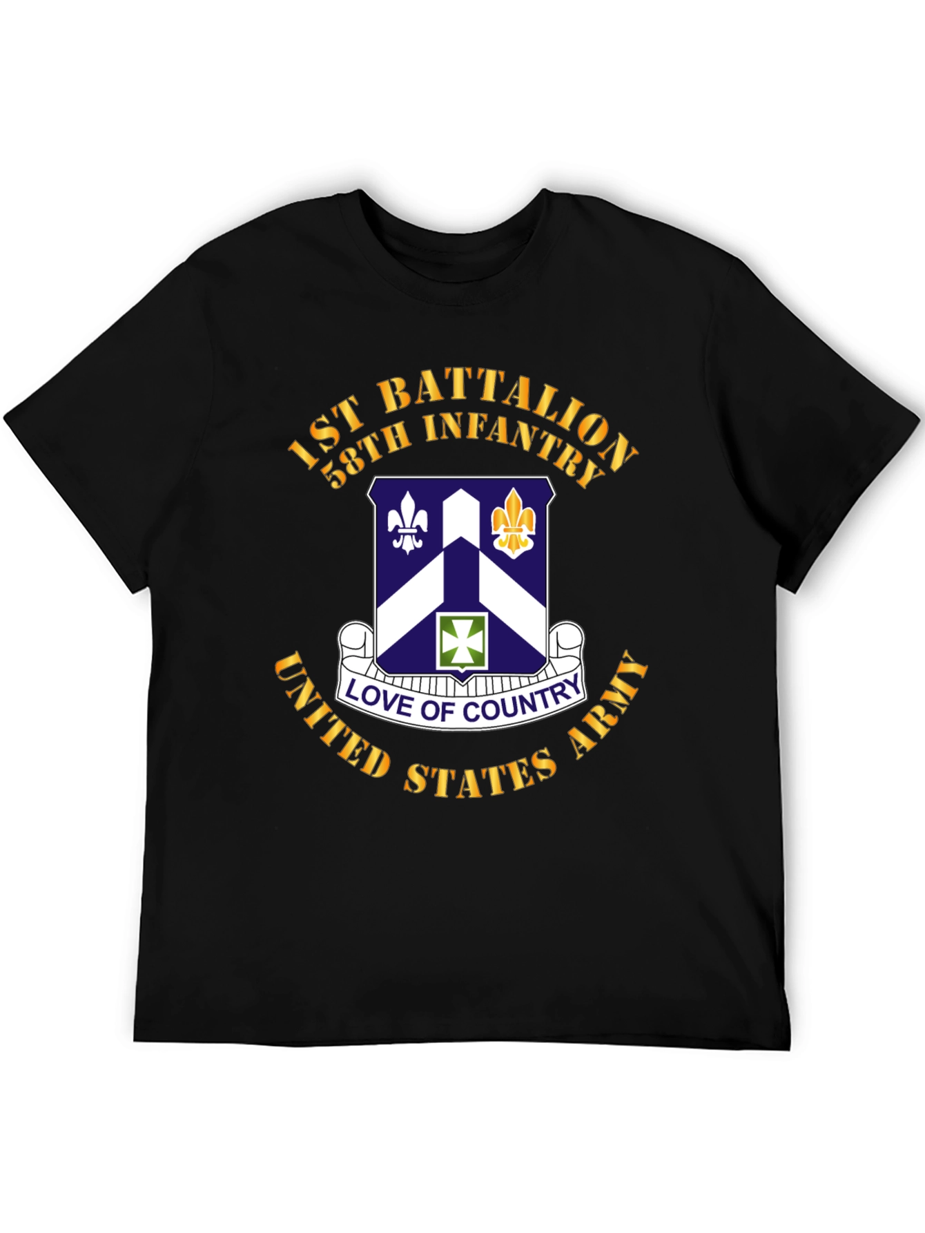 Black 1st Battalion 58th Infantry T-Shirt view 5