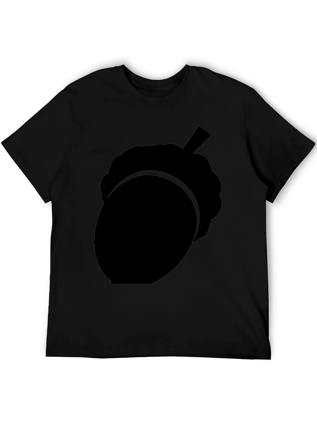 Black Acorn Silhouette Graphic Tee - Nature Inspired Black T-Shirt view 5