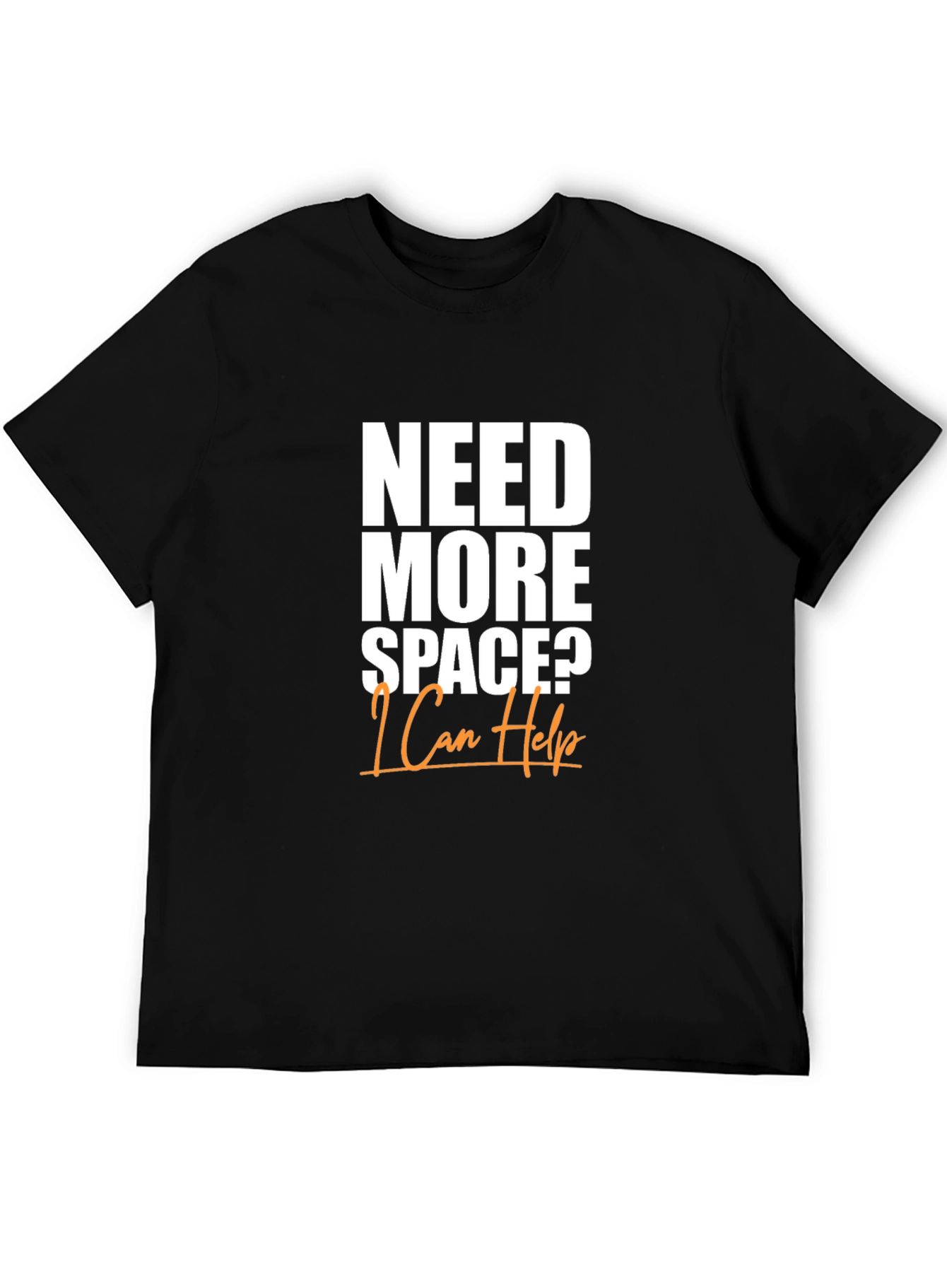 Black Need More Space? Men's Black Graphic Tee view 5
