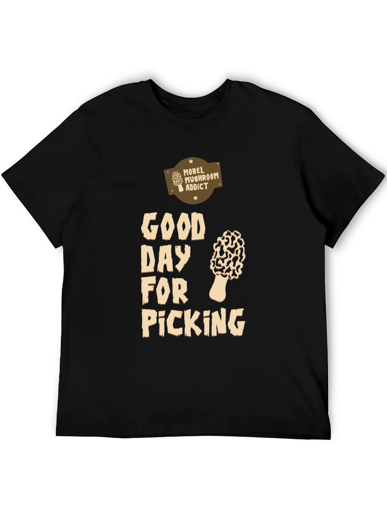 Black Morel Mushroom Addict T-Shirt - Good Day For Picking view 5