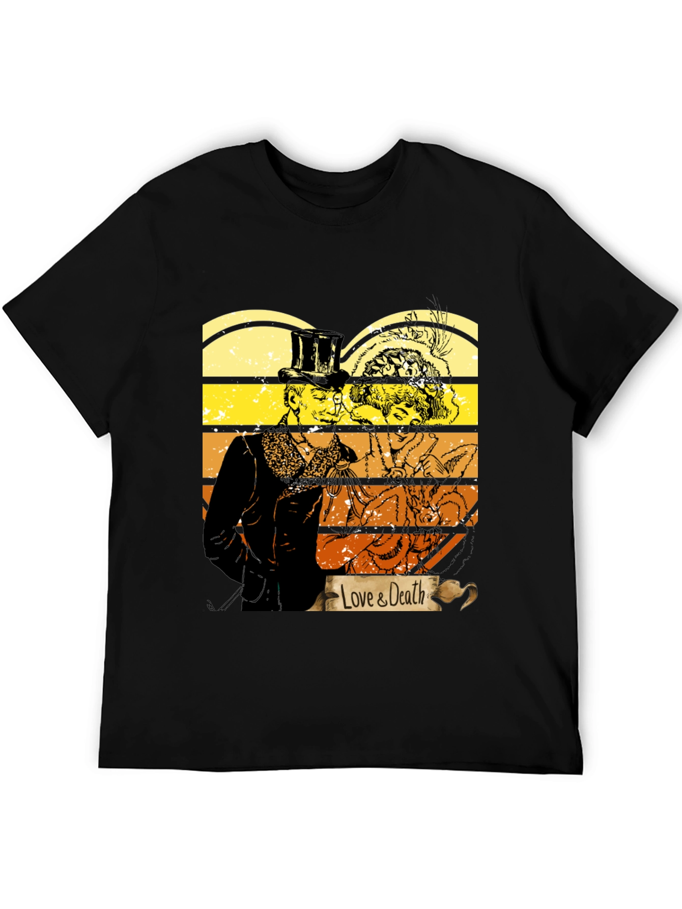 Black Love & Death Graphic T-Shirt - Vintage Style Tee view 5