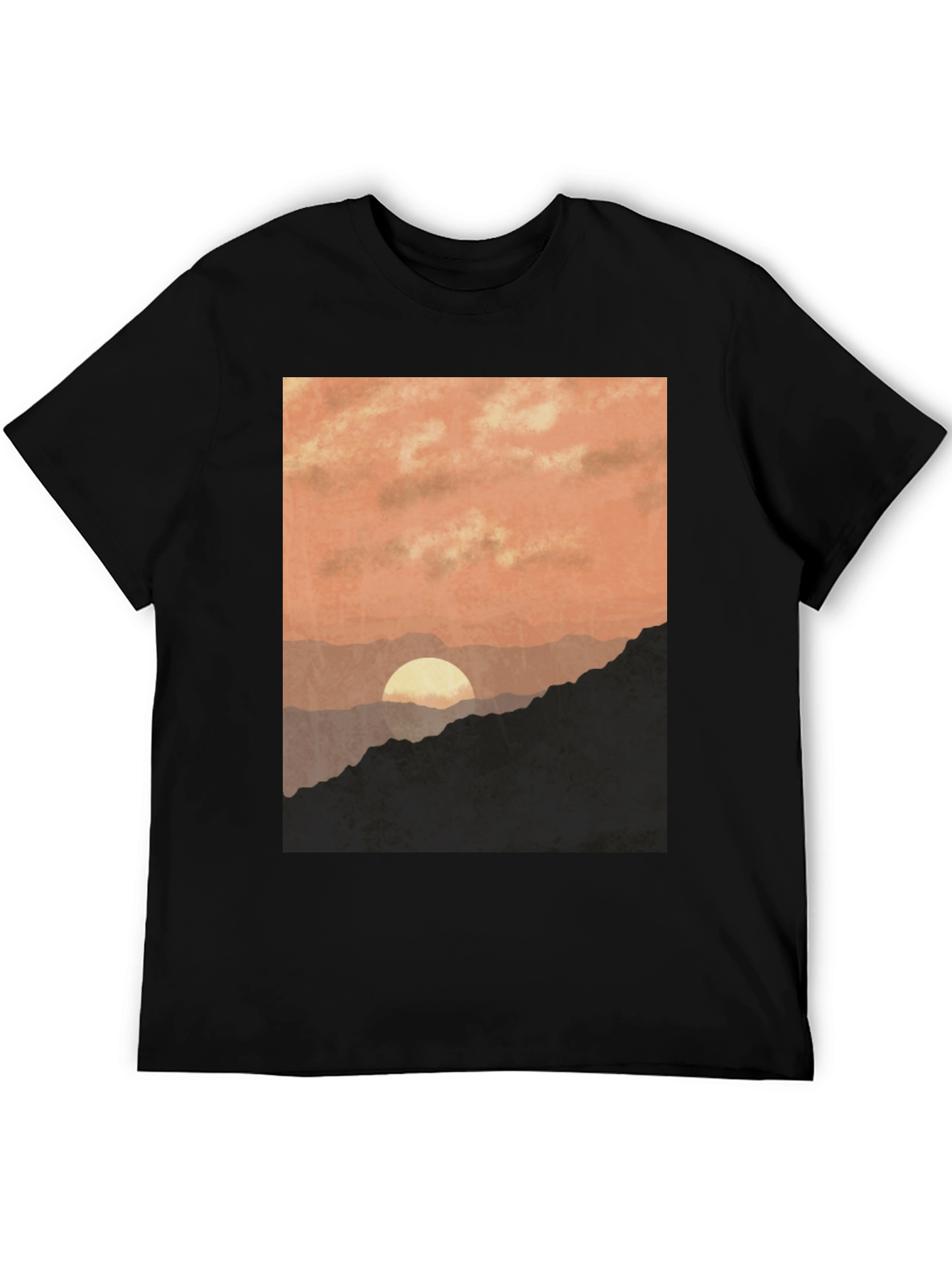 Black Sunset Mountain Graphic Tee - Stylish Black T-Shirt view 5