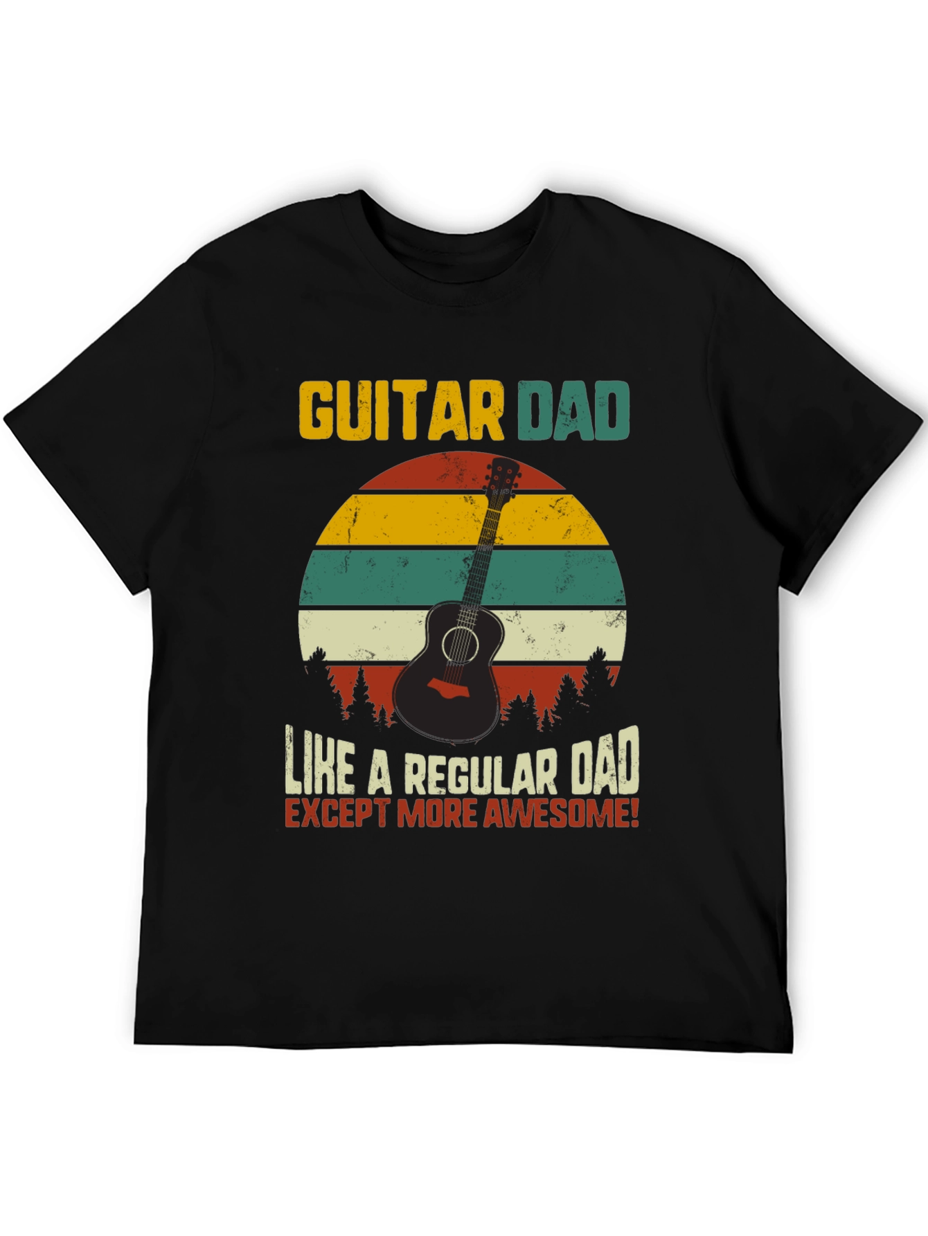 Black Guitar Dad Awesome T-Shirt view 5