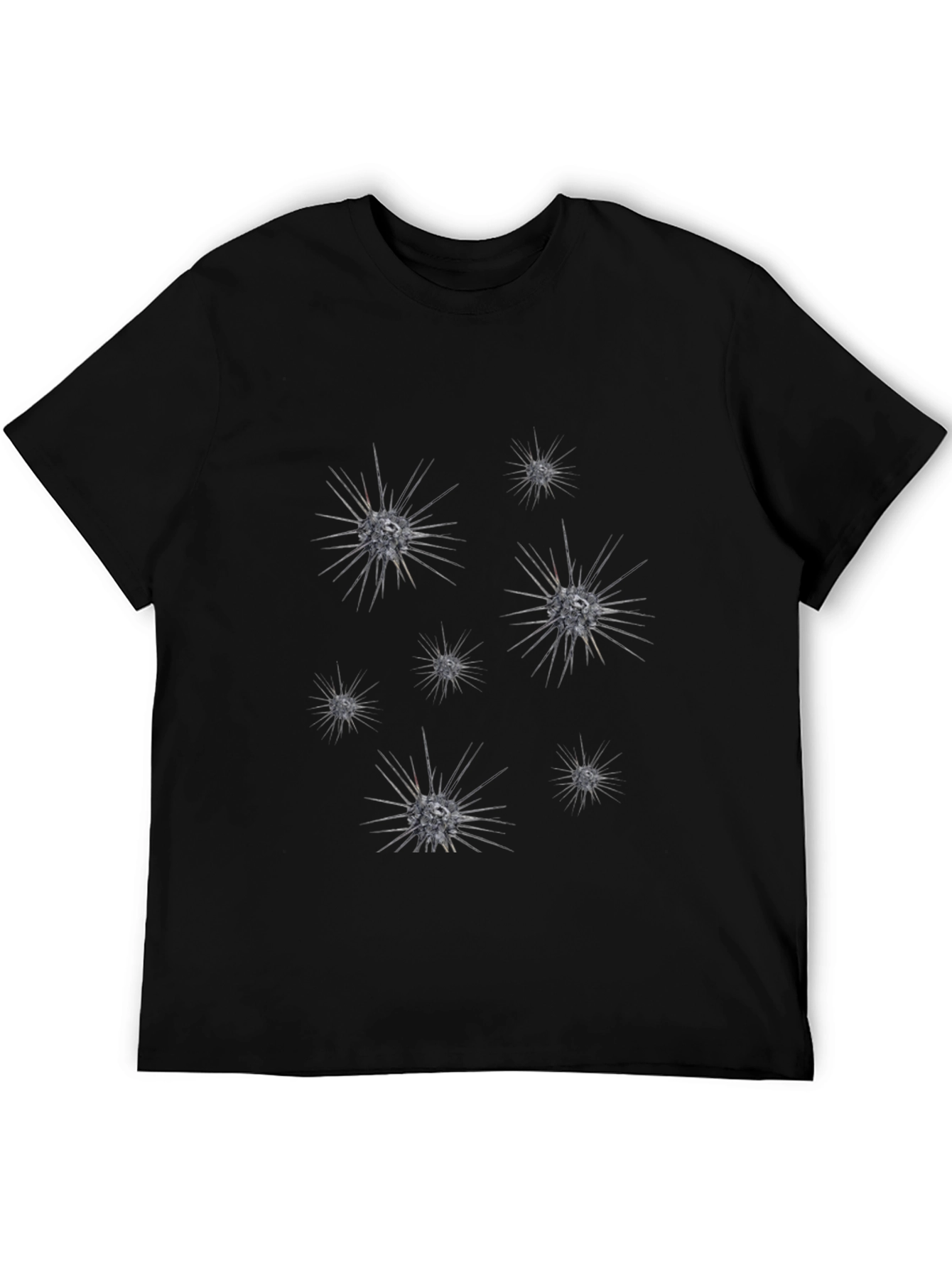 Black Spiky Celestial Orb Graphic Black T-Shirt view 5