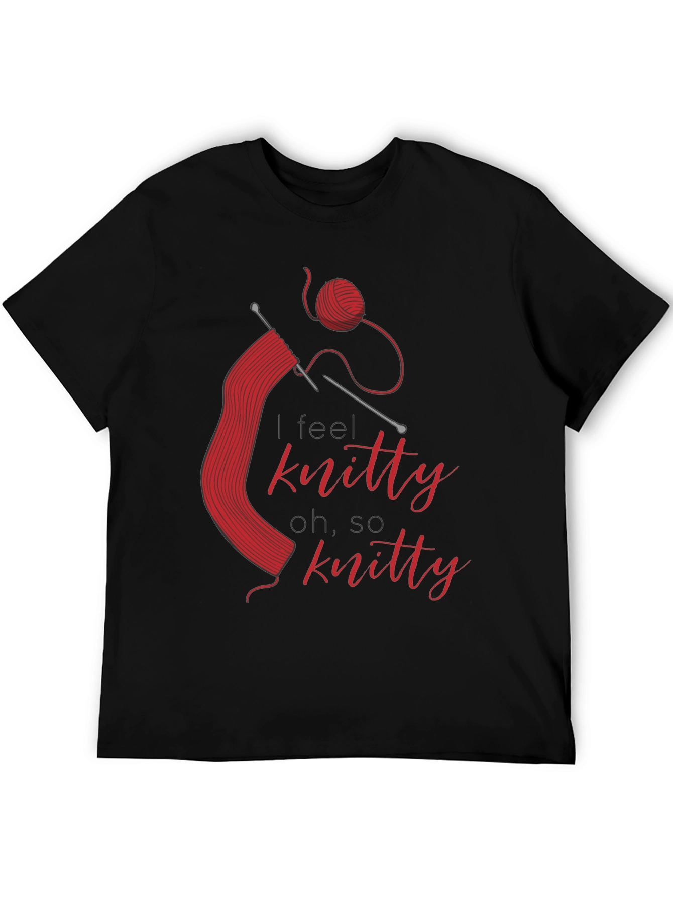 Black Knitty T-Shirt - Red Knitting Design view 5