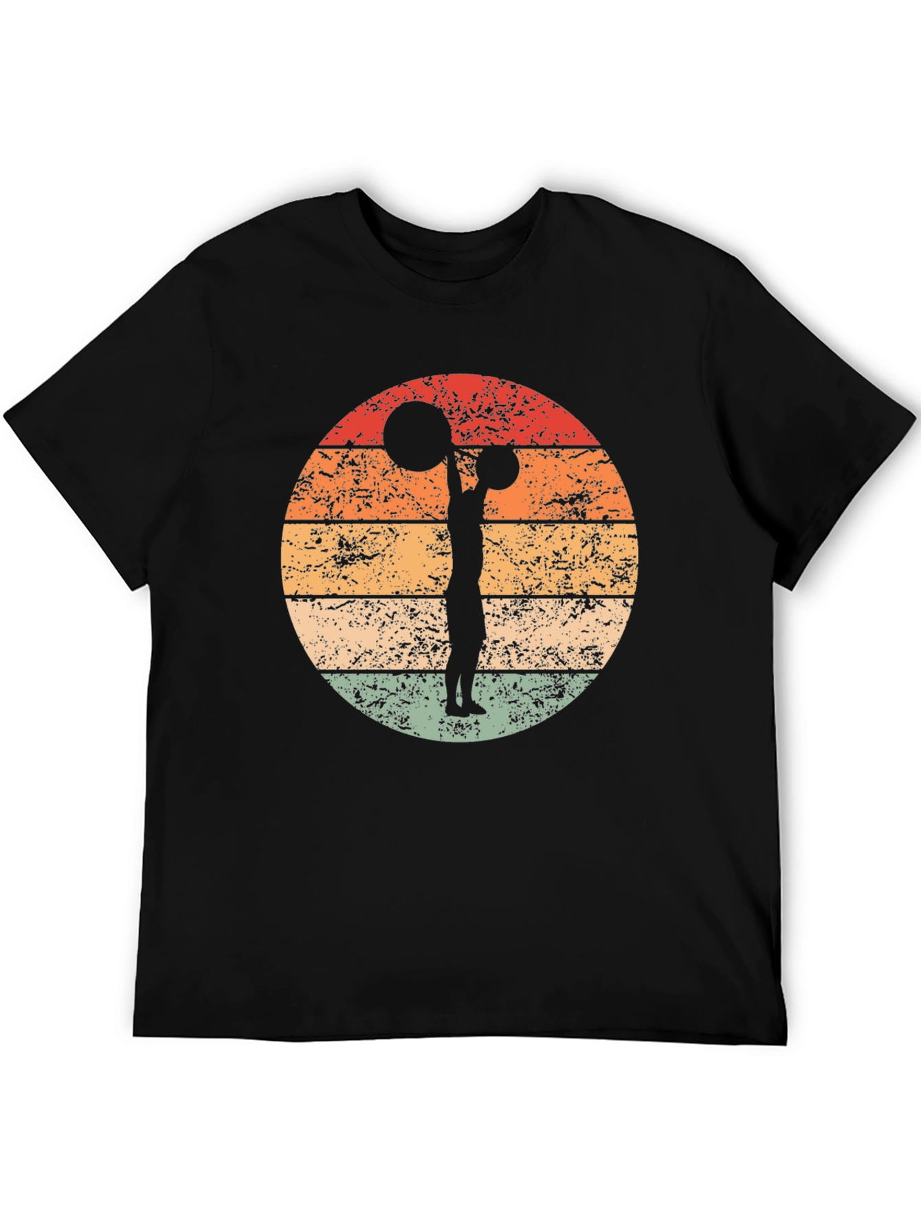 Black Retro Weightlifting Silhouette Graphic Tee view 5