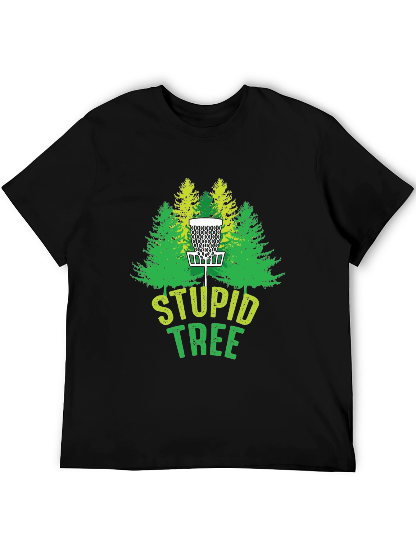 Black Stupid Tree Disc Golf T-Shirt - Funny Golfing Tee view 5