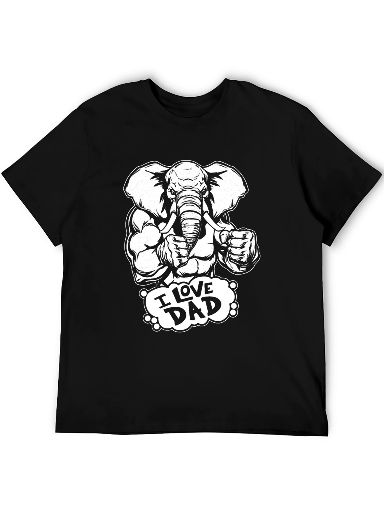 Black I Love Dad Elephant Graphic Tee - Black Cotton T-Shirt view 5