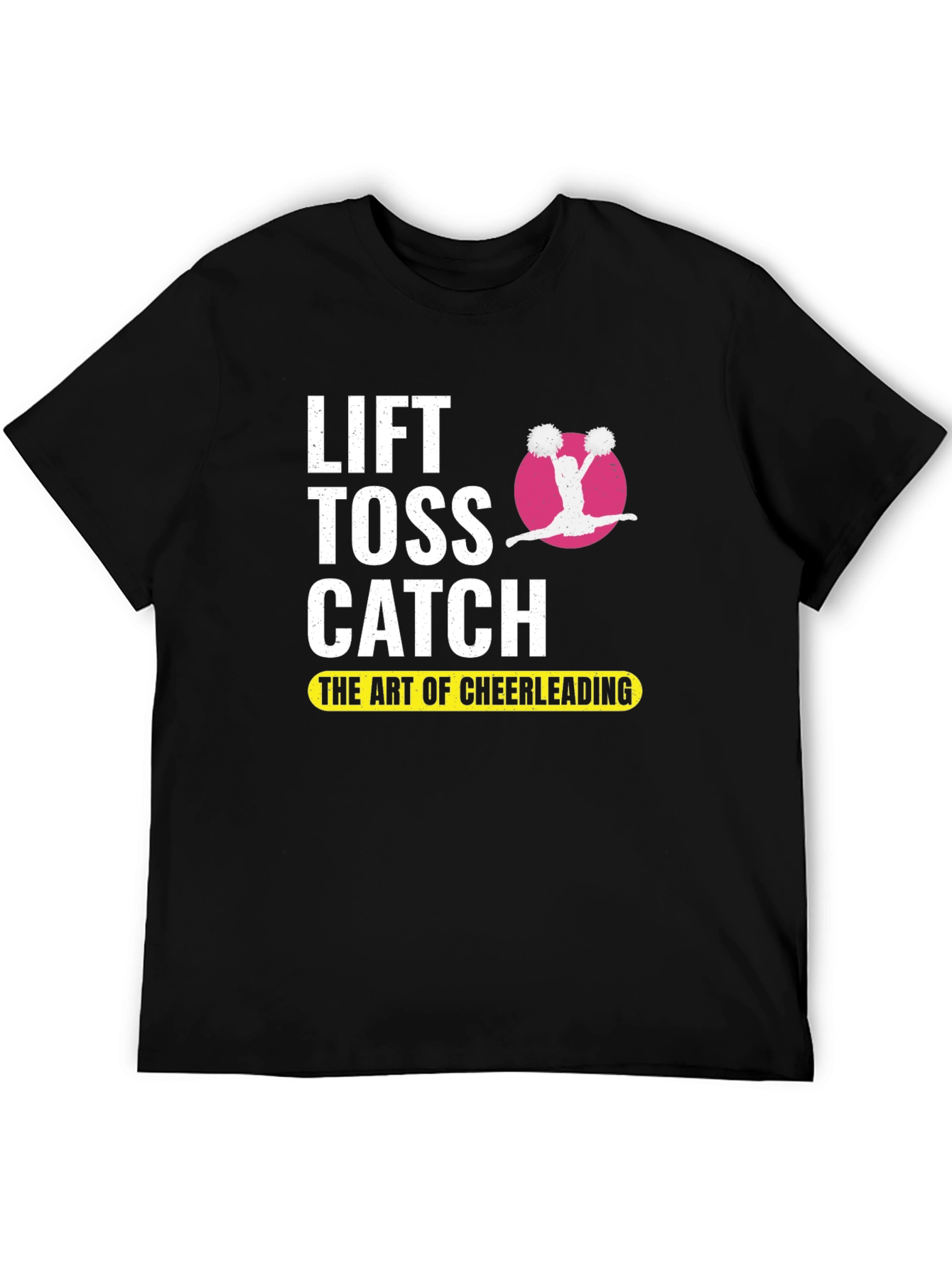 Black Cheerleading Lift Toss Catch Black T-Shirt view 5