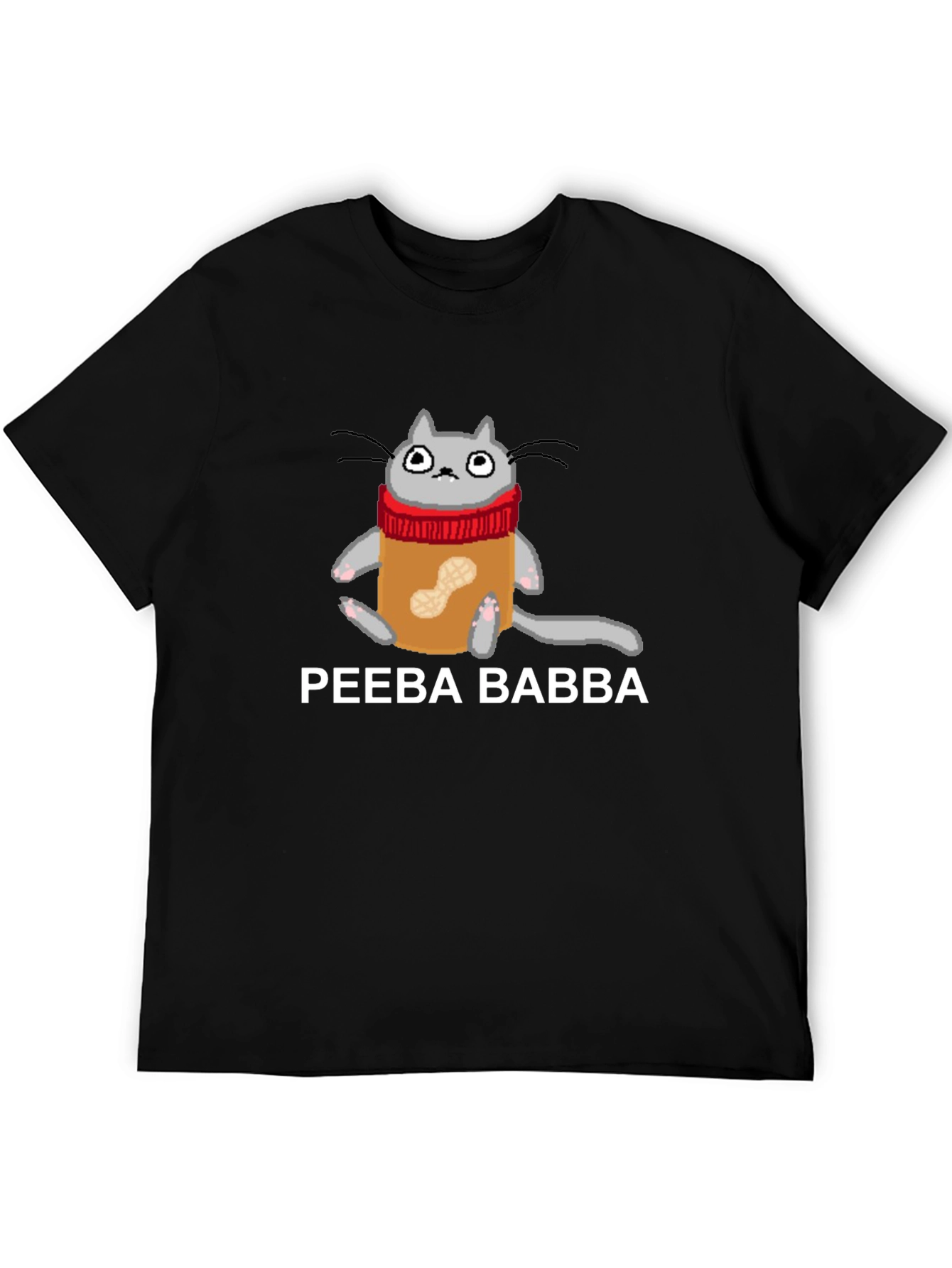 Black Peeba Babba Cat in Peanut Butter Jar T-Shirt view 5