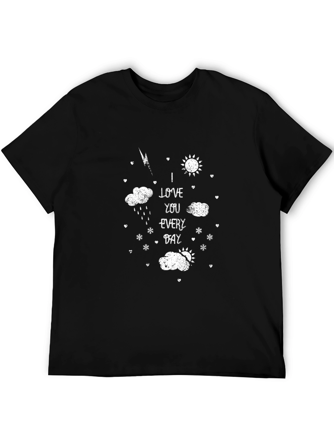 Black Love You Every Day Graphic Tee - Black Cotton Blend view 5