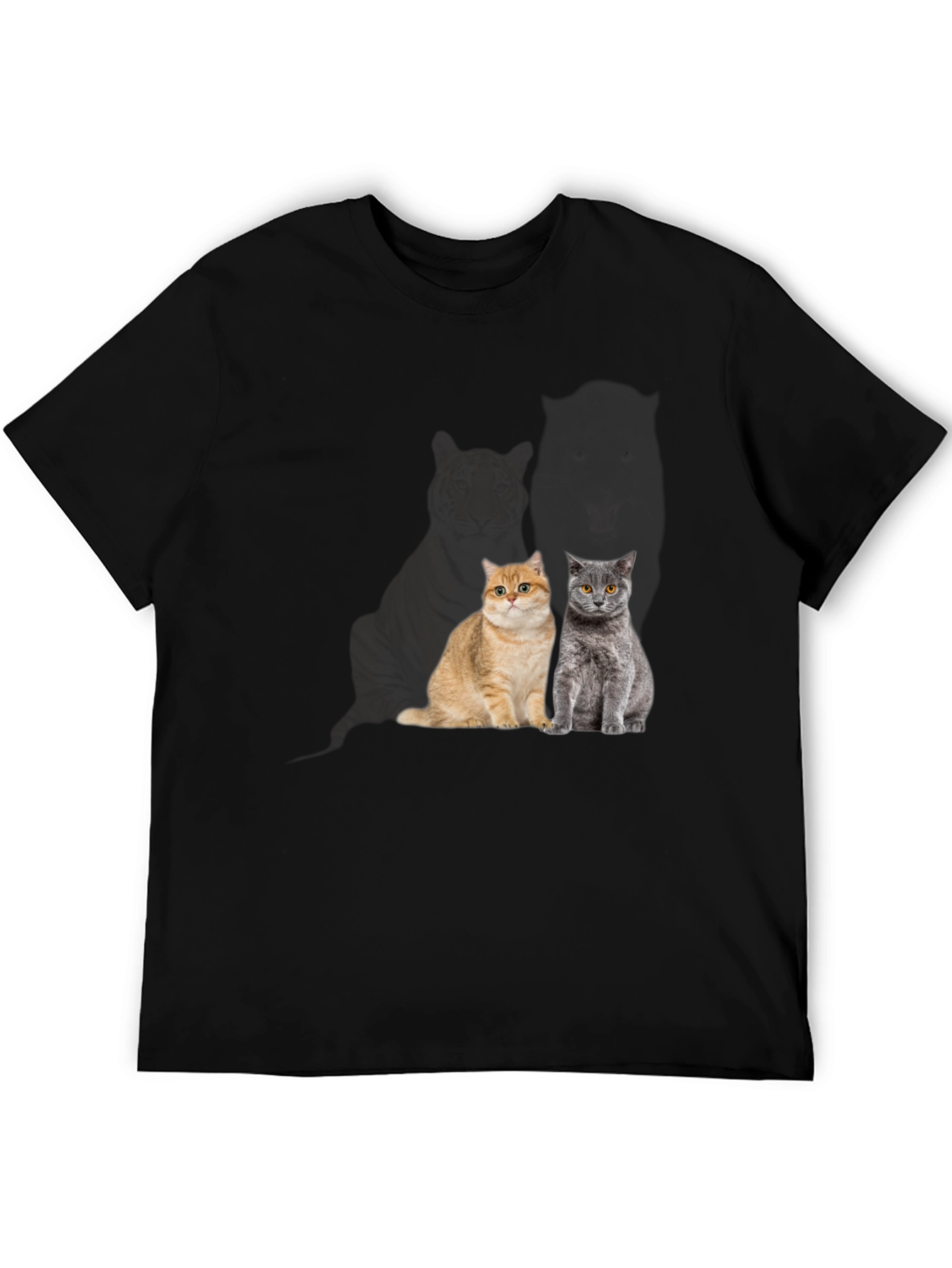 Black Cool Cat T-Shirt - Two Cats view 5