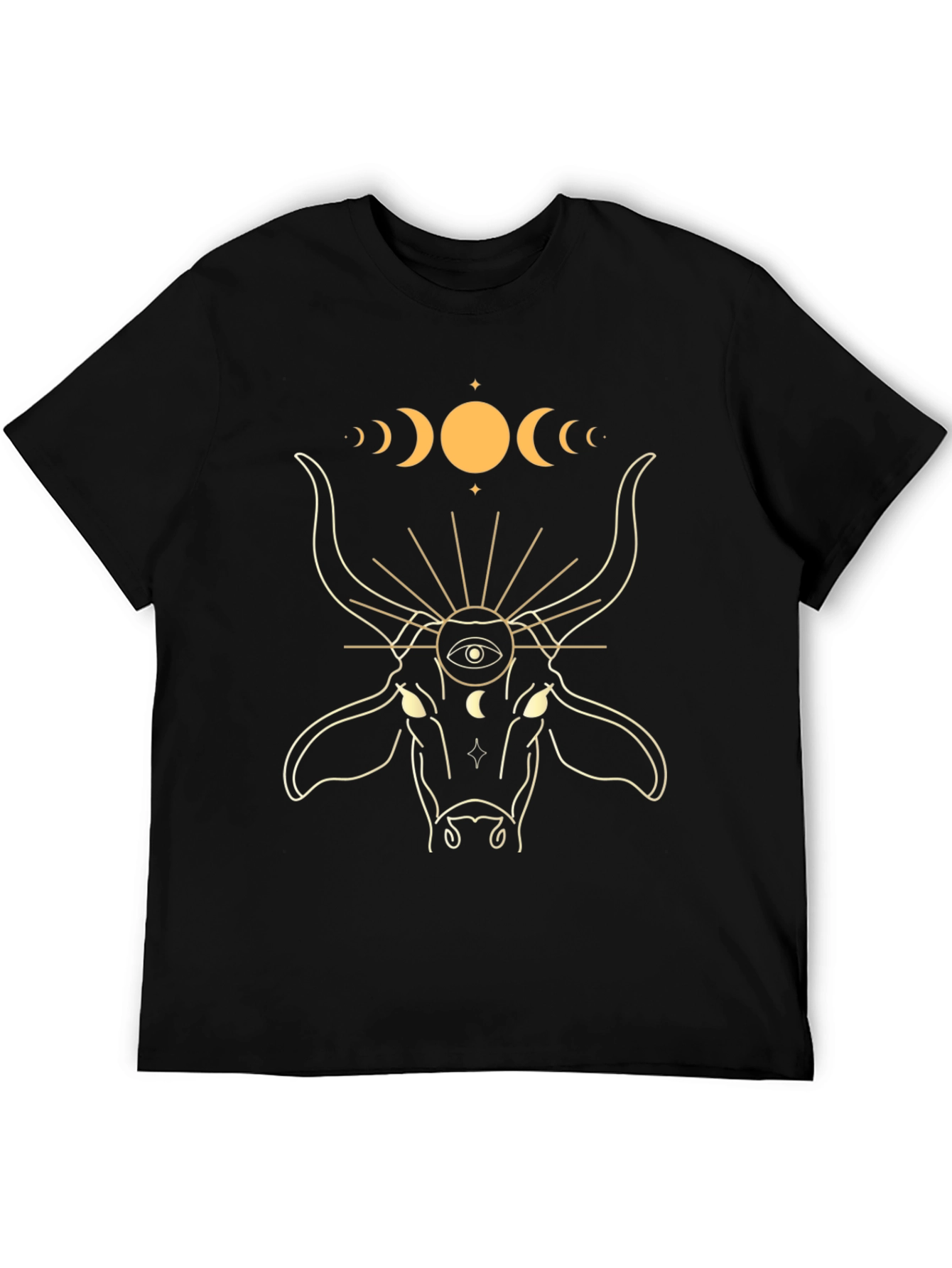 Black Mystic Bull Graphic Tee - Unisex Black T-Shirt view 5