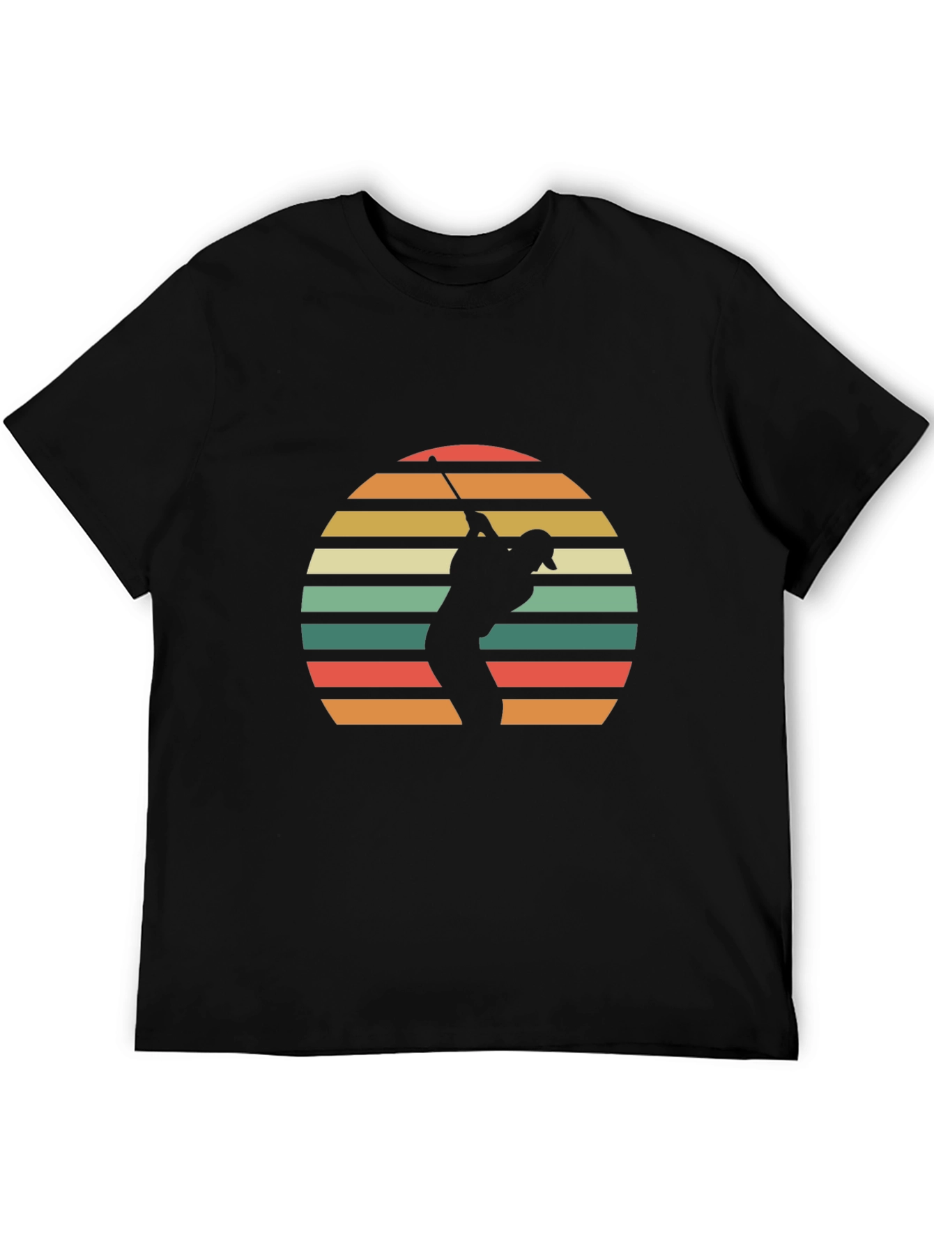 Black Retro Sunset Golfer Graphic Tee - Black view 5