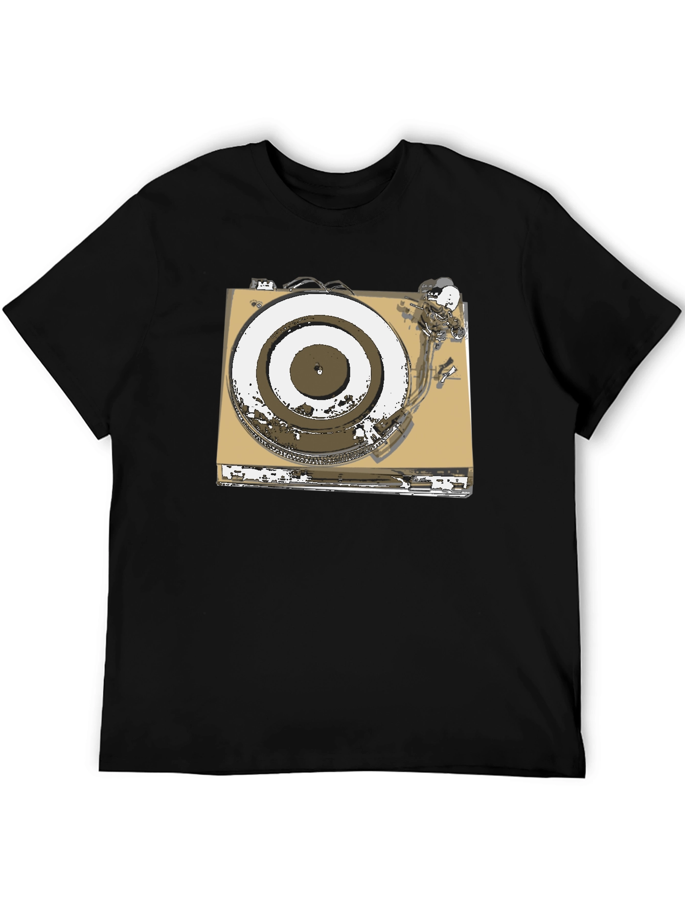 Black Vintage Turntable Graphic Tee - DJ Music Lover view 5