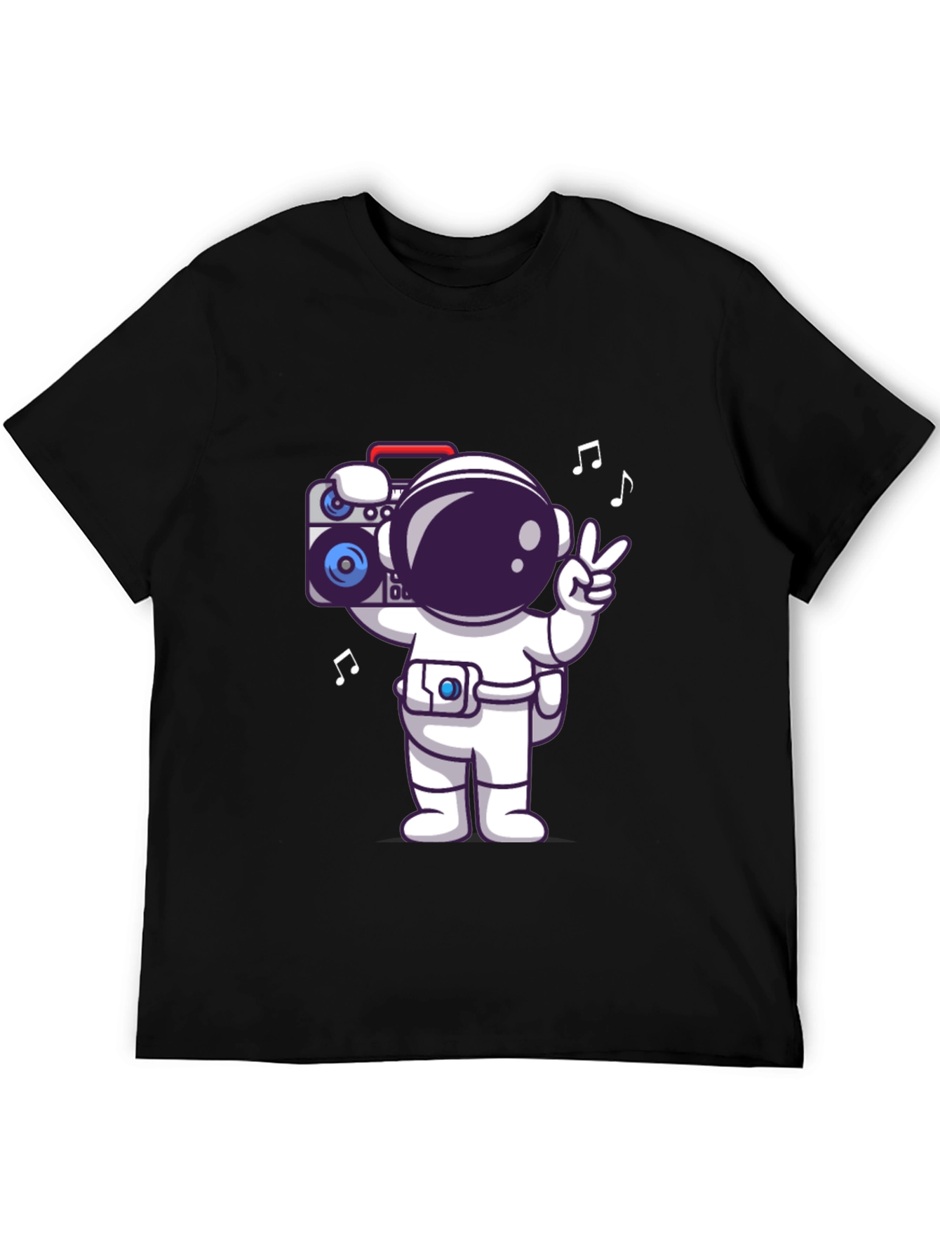 Black Astronaut Boombox Graphic Tee - Black view 5