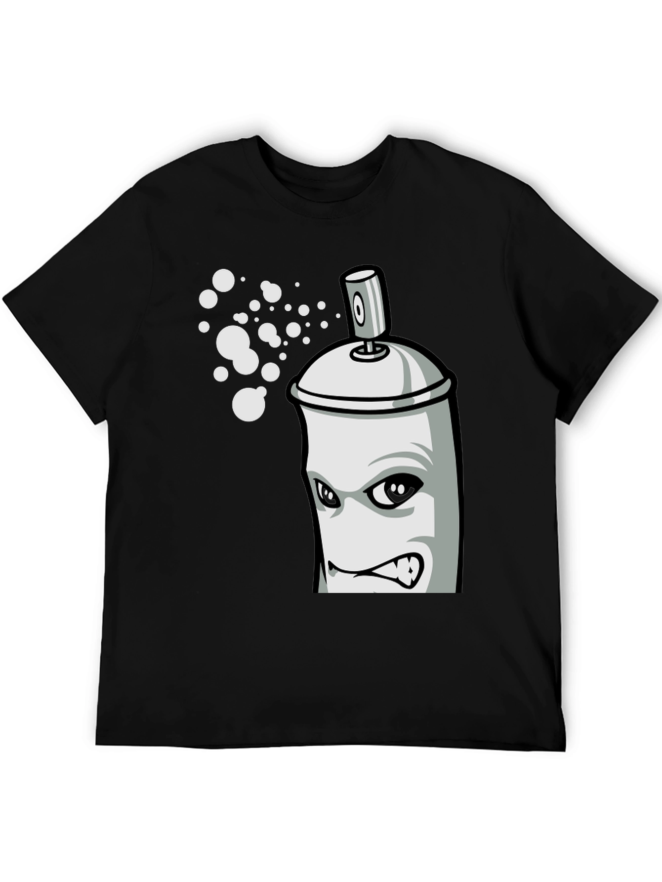 Black Cartoon Spray Paint Can Graphic Tee - Black view 5