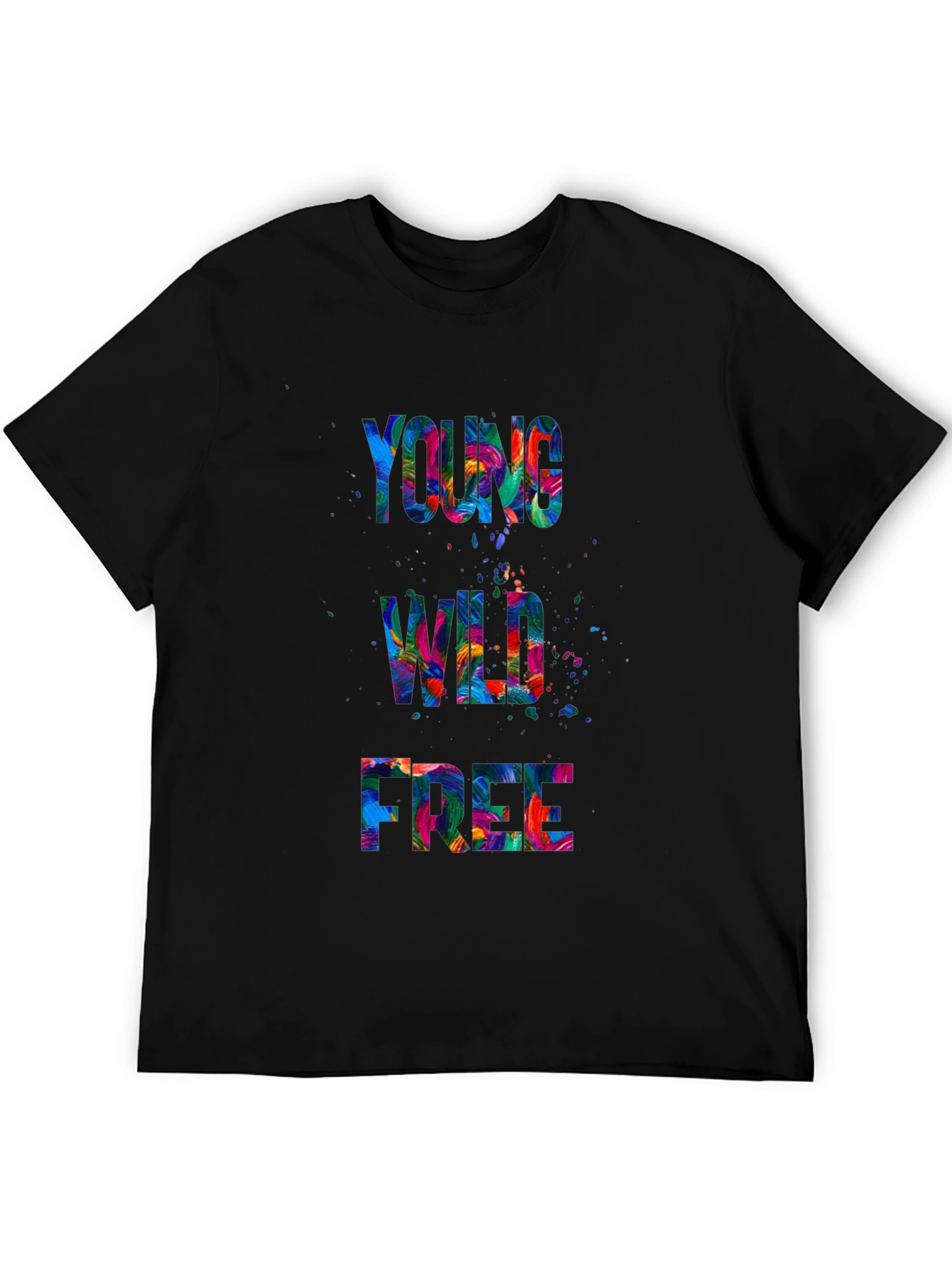 Black Young Wild Free Graphic Print T-Shirt view 5