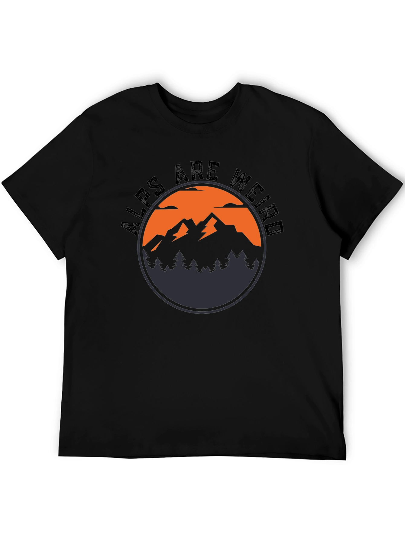 Black Alps Are Weird Graphic T-Shirt view 5