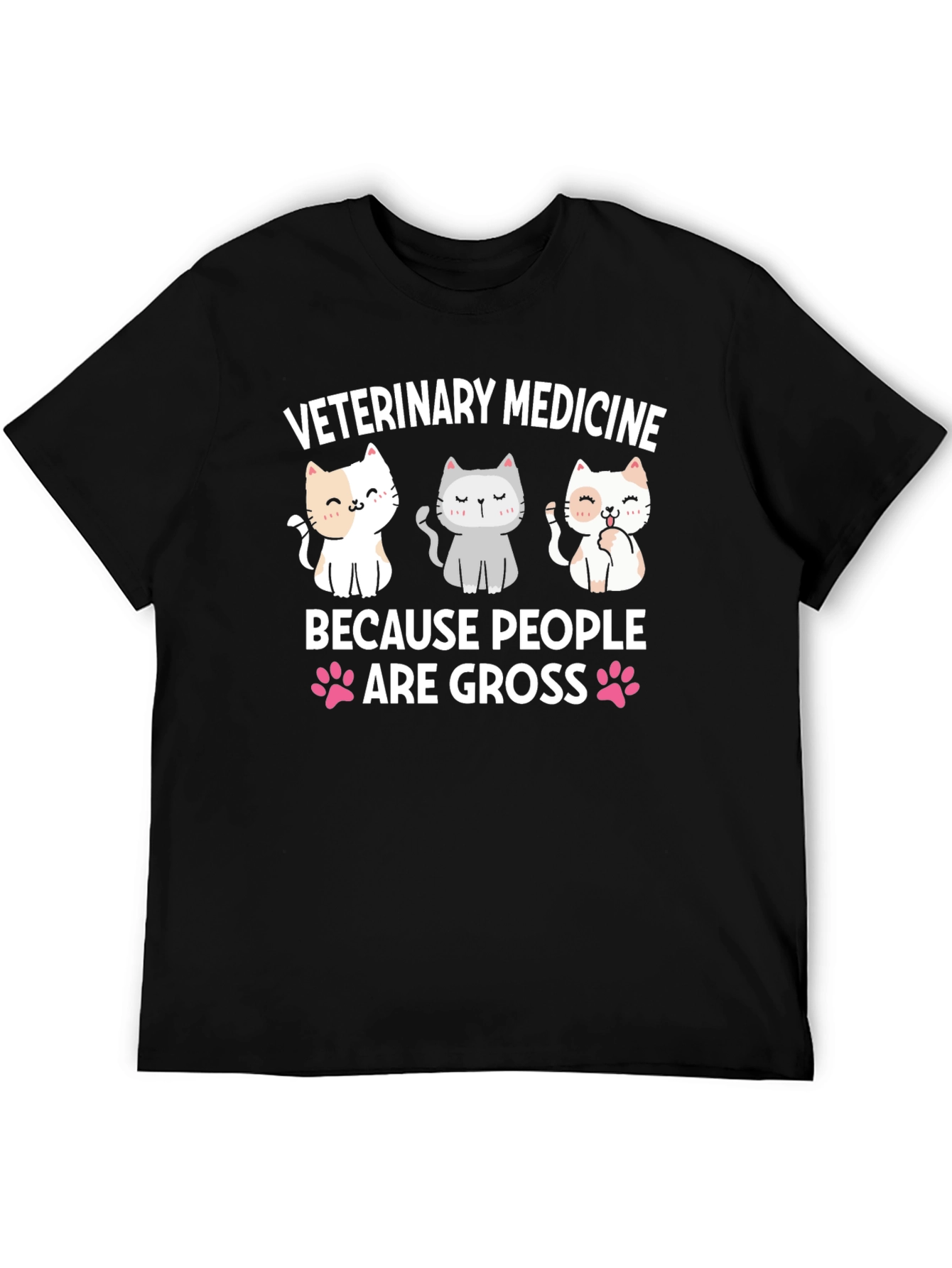 Black Veterinary Medicine T-Shirt - Cute Cat Design view 5