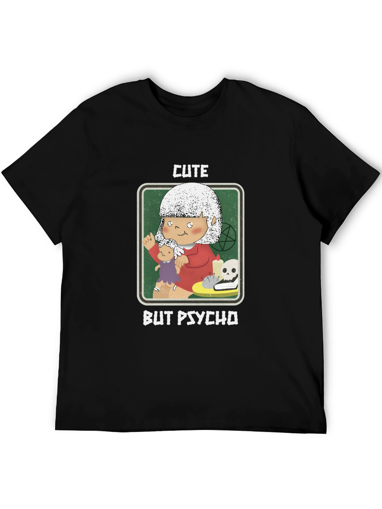 Black Cute But Psycho T-Shirt - Unique Graphic Tee view 5