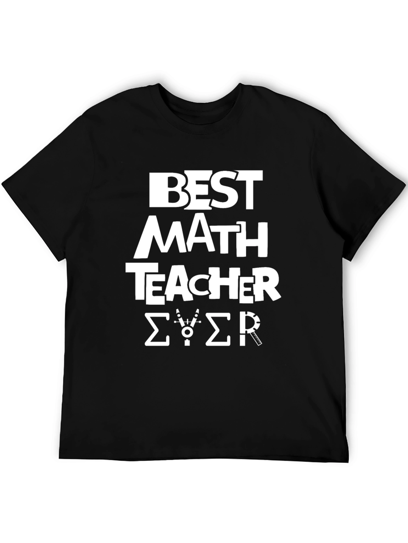 Black Best Math Teacher Ever Black T-Shirt view 5