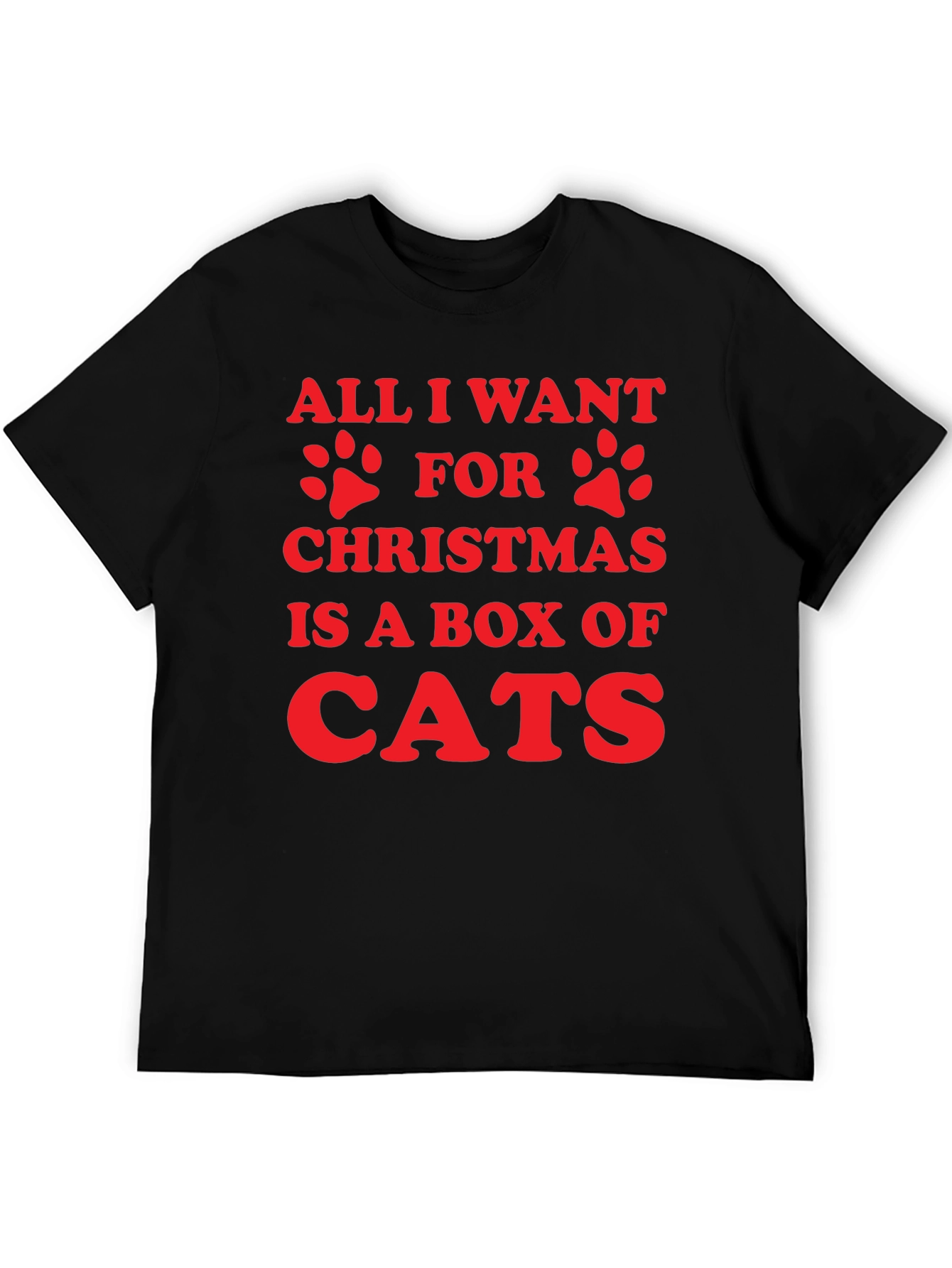 Black All I Want For Christmas is Cats Graphic Tee view 5