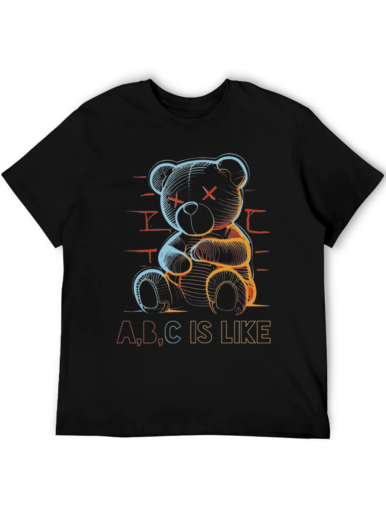 Black Abstract Teddy Bear T-Shirt view 5
