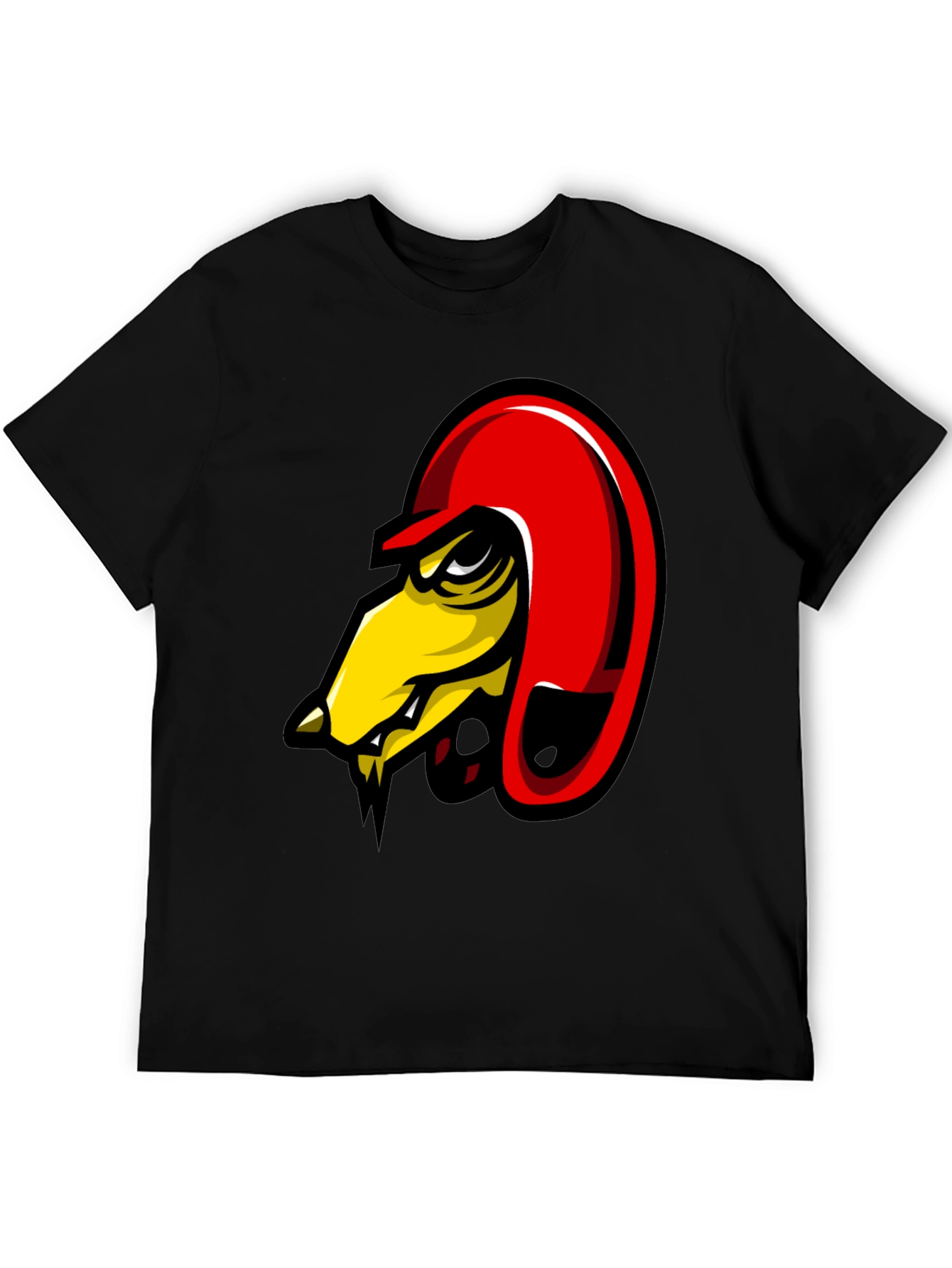 Black Men's Black Graphic Tee - Angry Bird Design view 5
