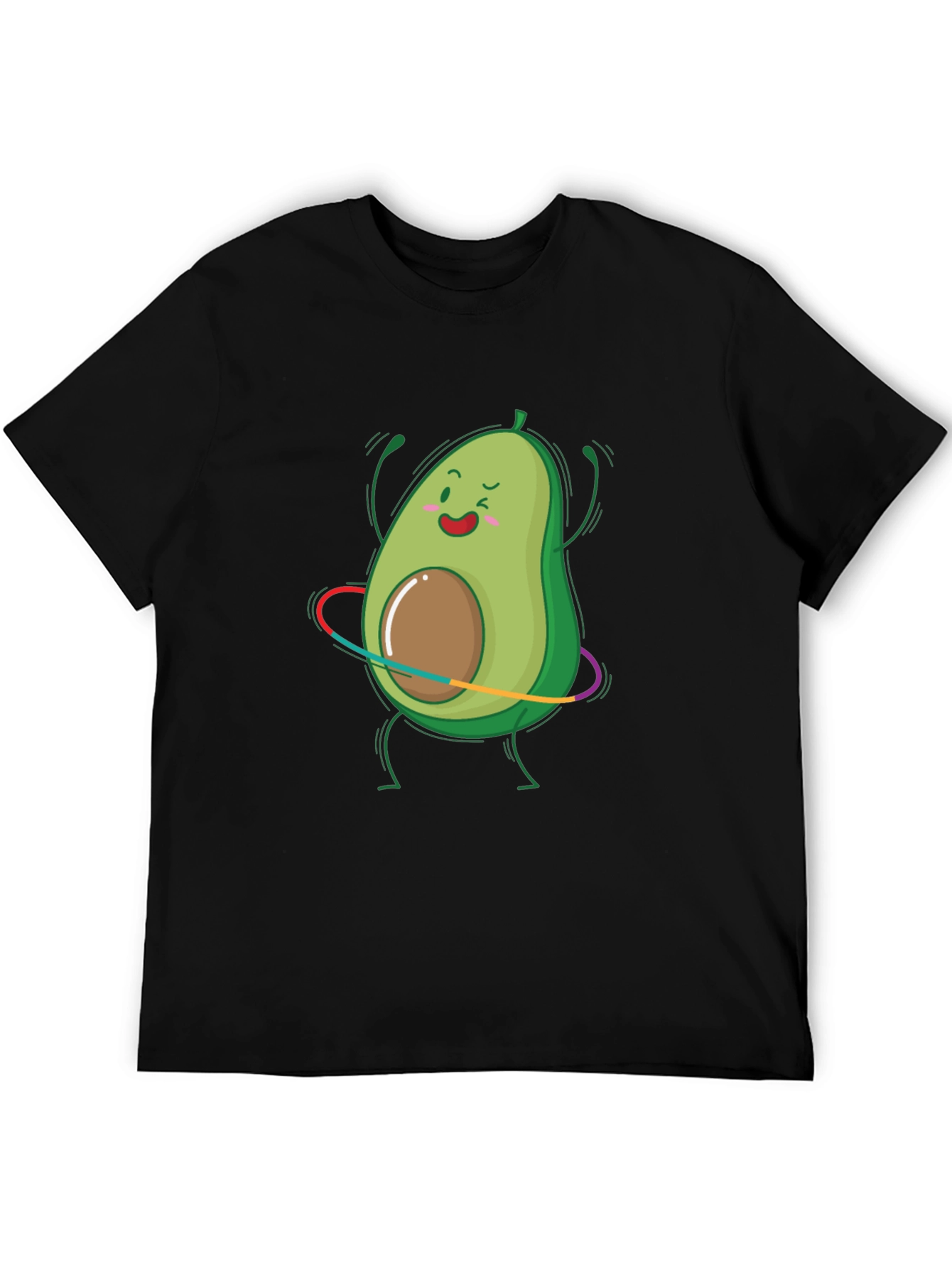 Black Avocado Hula Hoop Graphic Tee - Black Cotton T-Shirt view 5