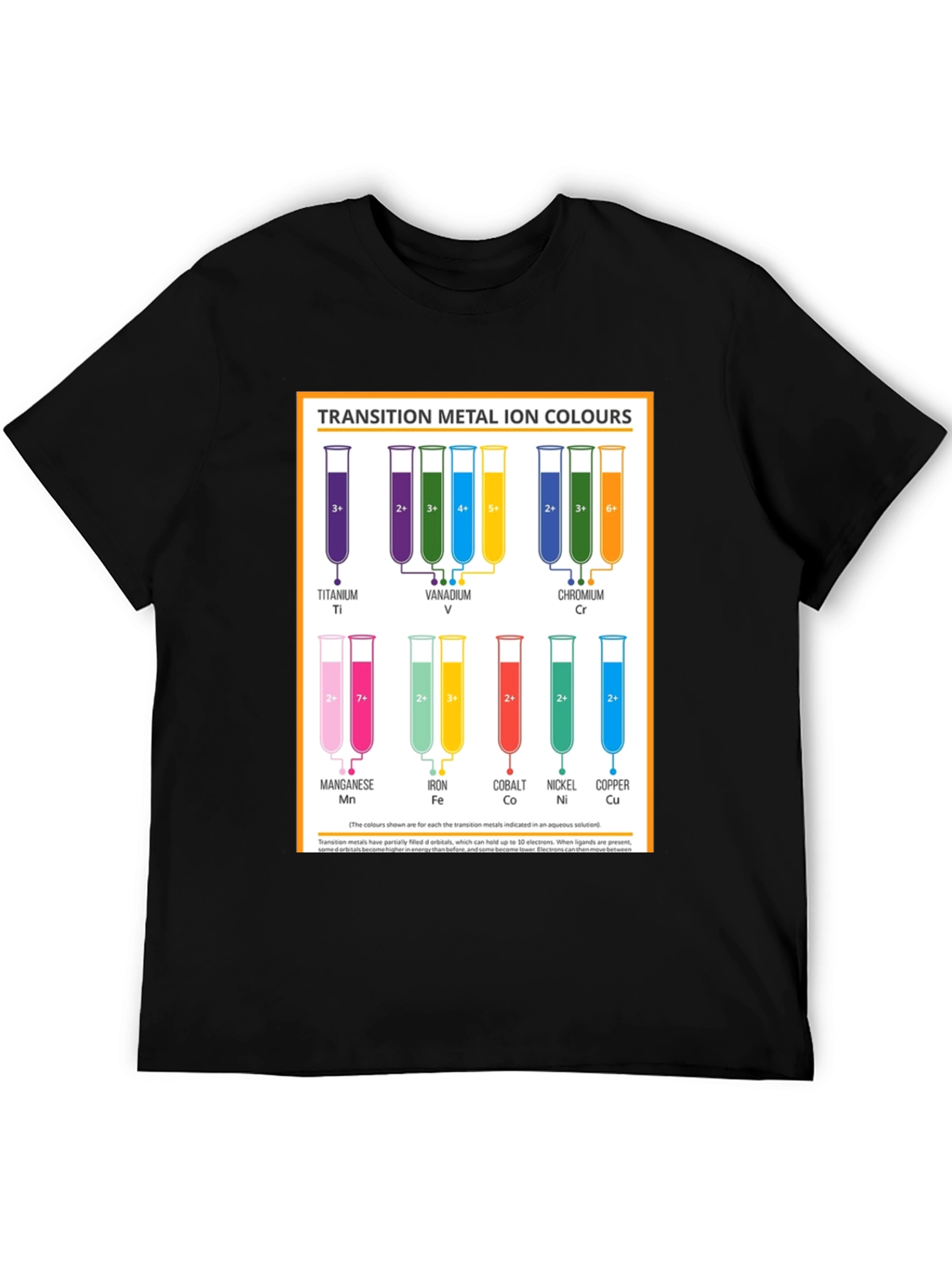 Black Transition Metal Ion Colours T-Shirt view 5