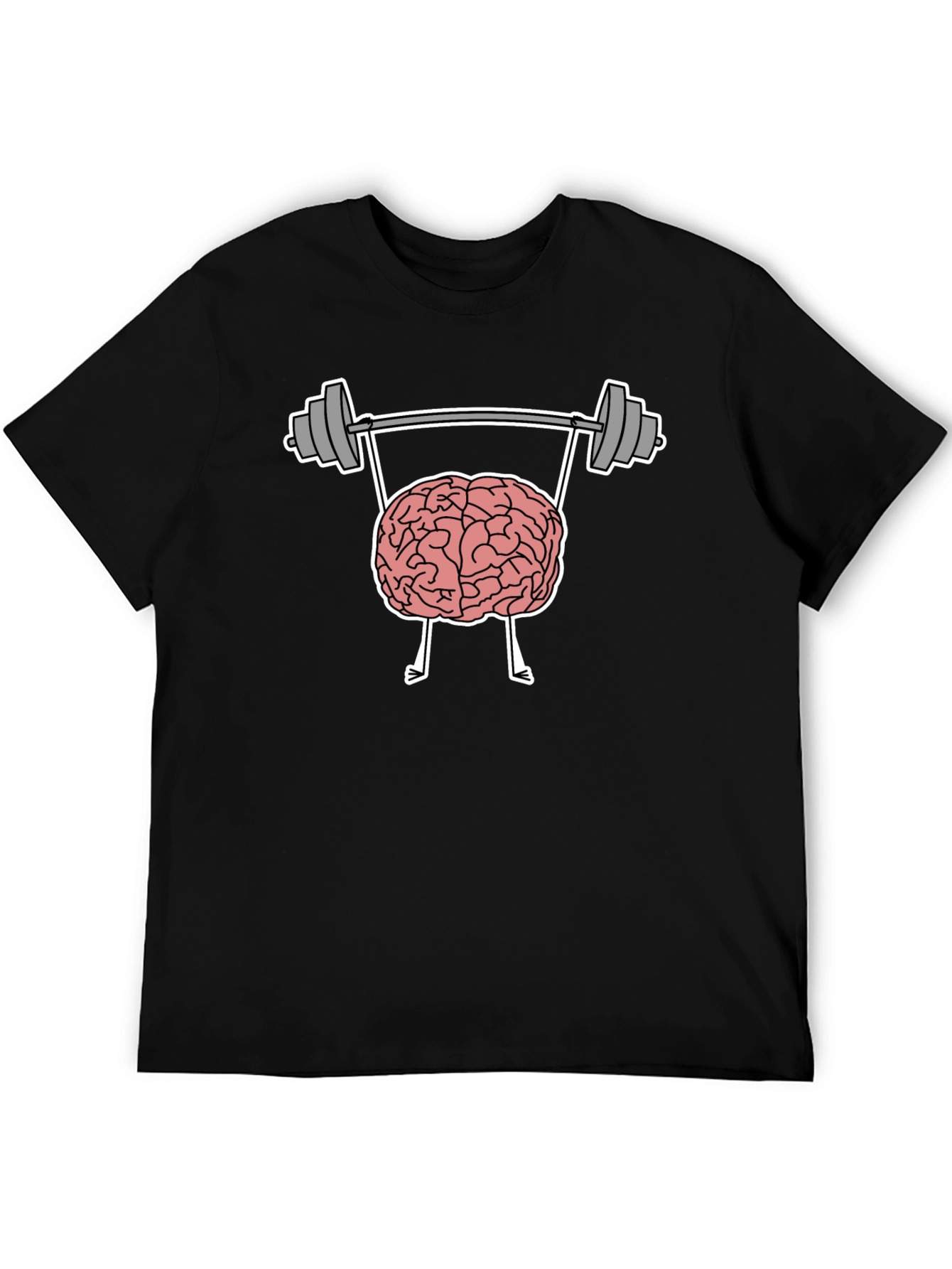 Black Brain Lifting Weights Graphic Tee - Black Cotton T-Shirt view 5