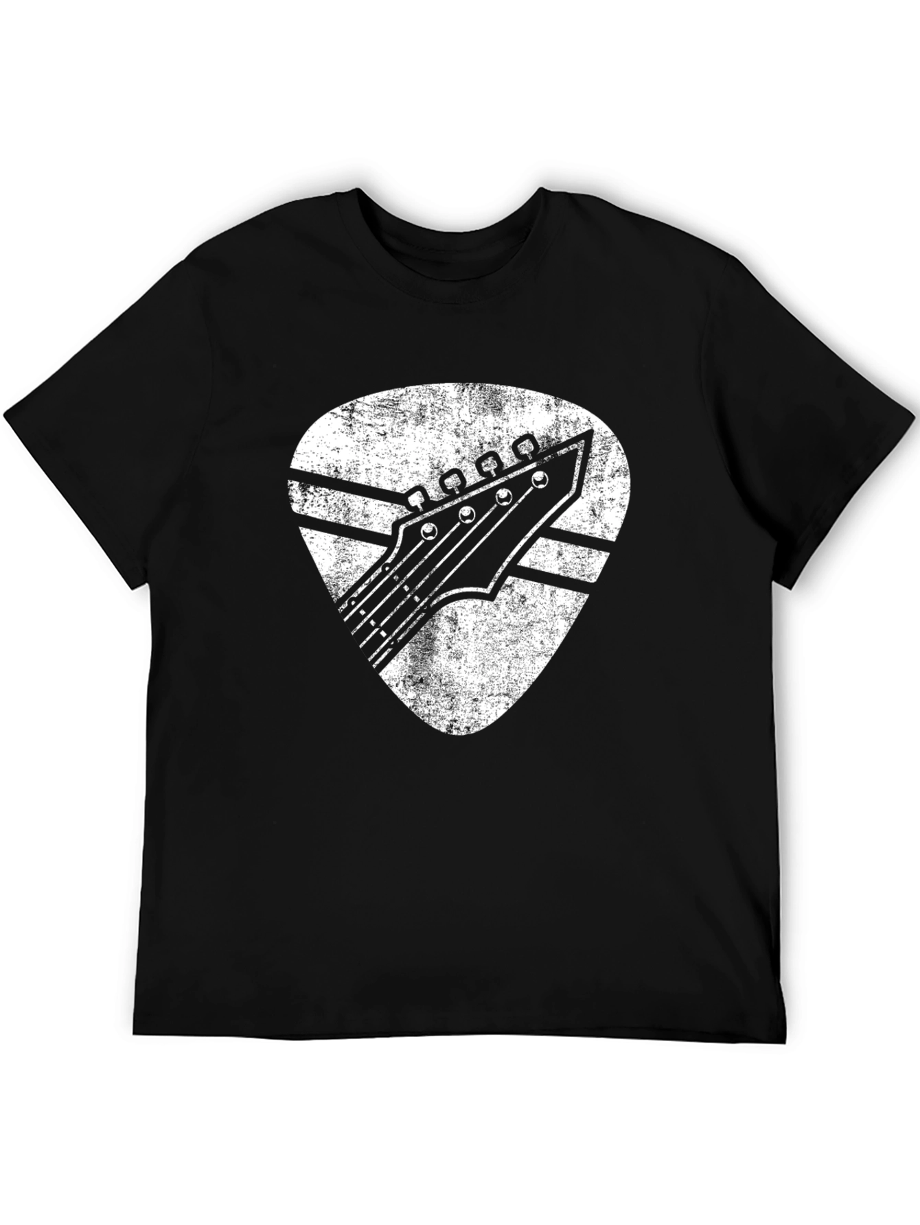Black Retro Guitar Pick T-Shirt - Classic Rock Design view 5