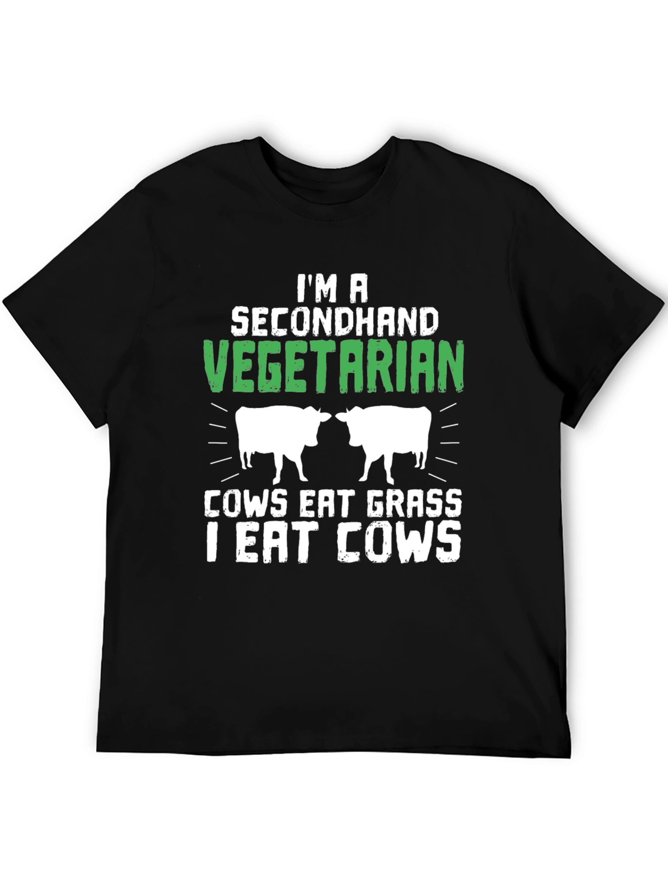 Black Secondhand Vegetarian Funny Graphic T-Shirt view 5