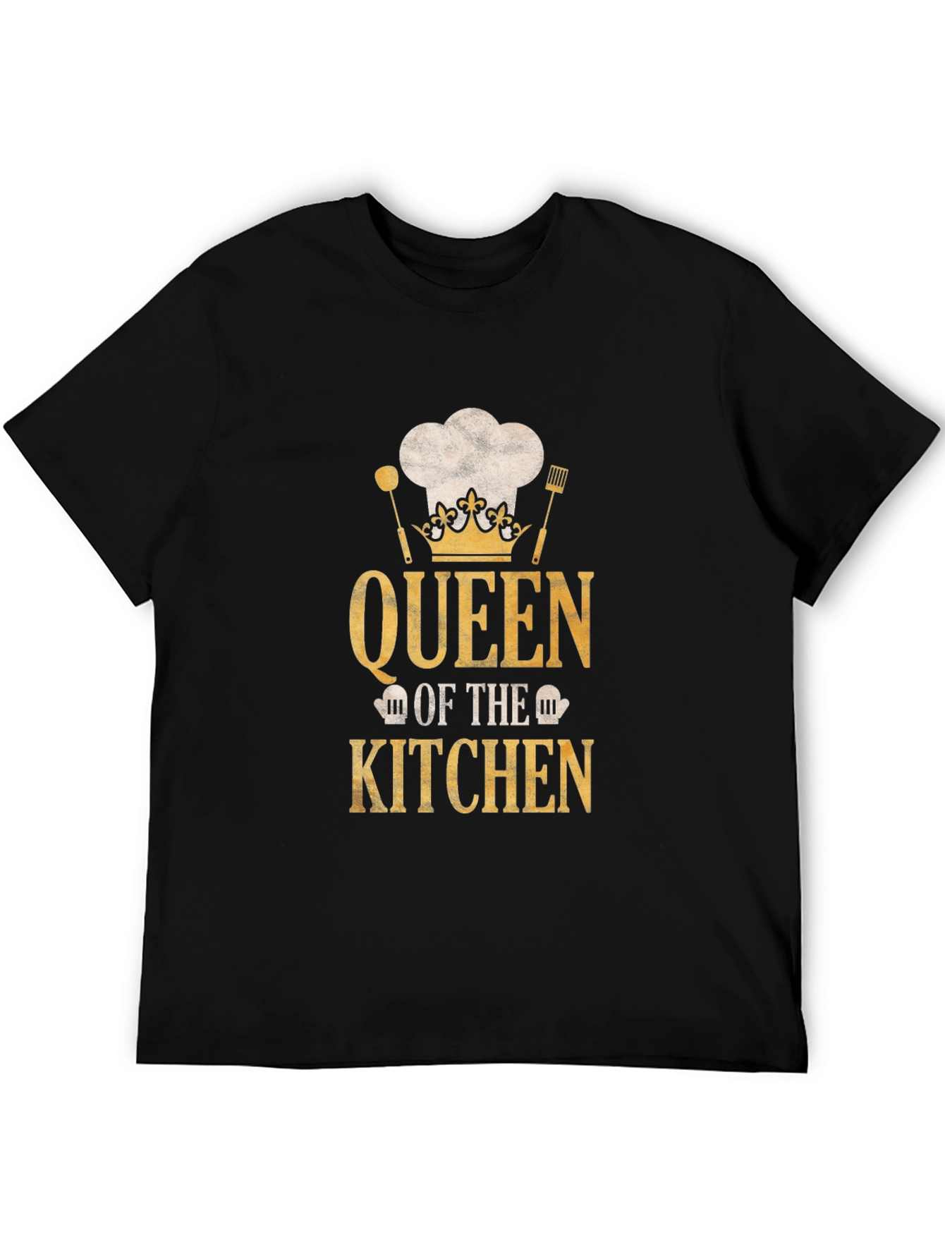 Black Queen of the Kitchen T-Shirt - Chef Hat Design view 5