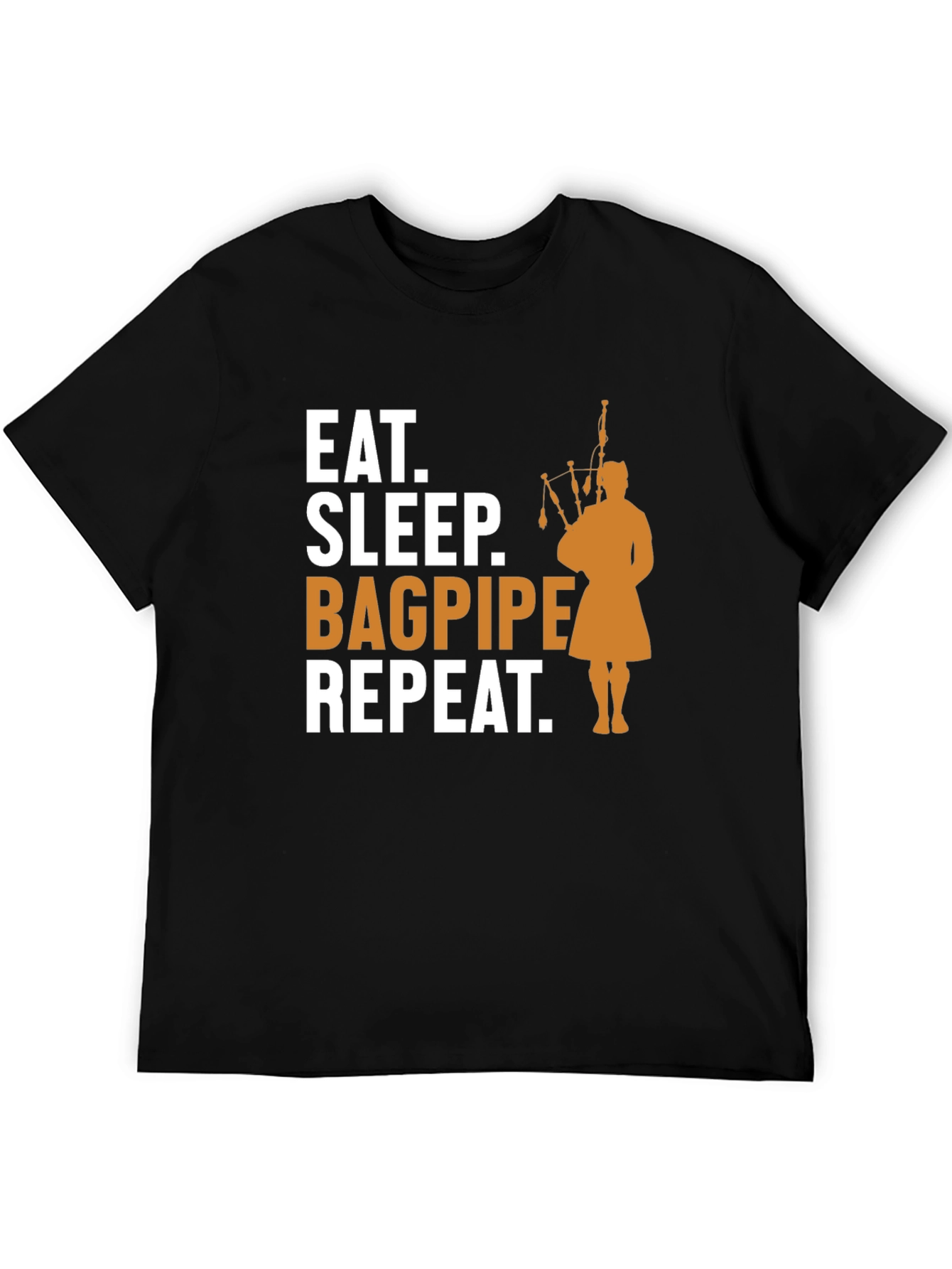 Black Eat, Sleep, Bagpipe, Repeat T-Shirt - Black view 5