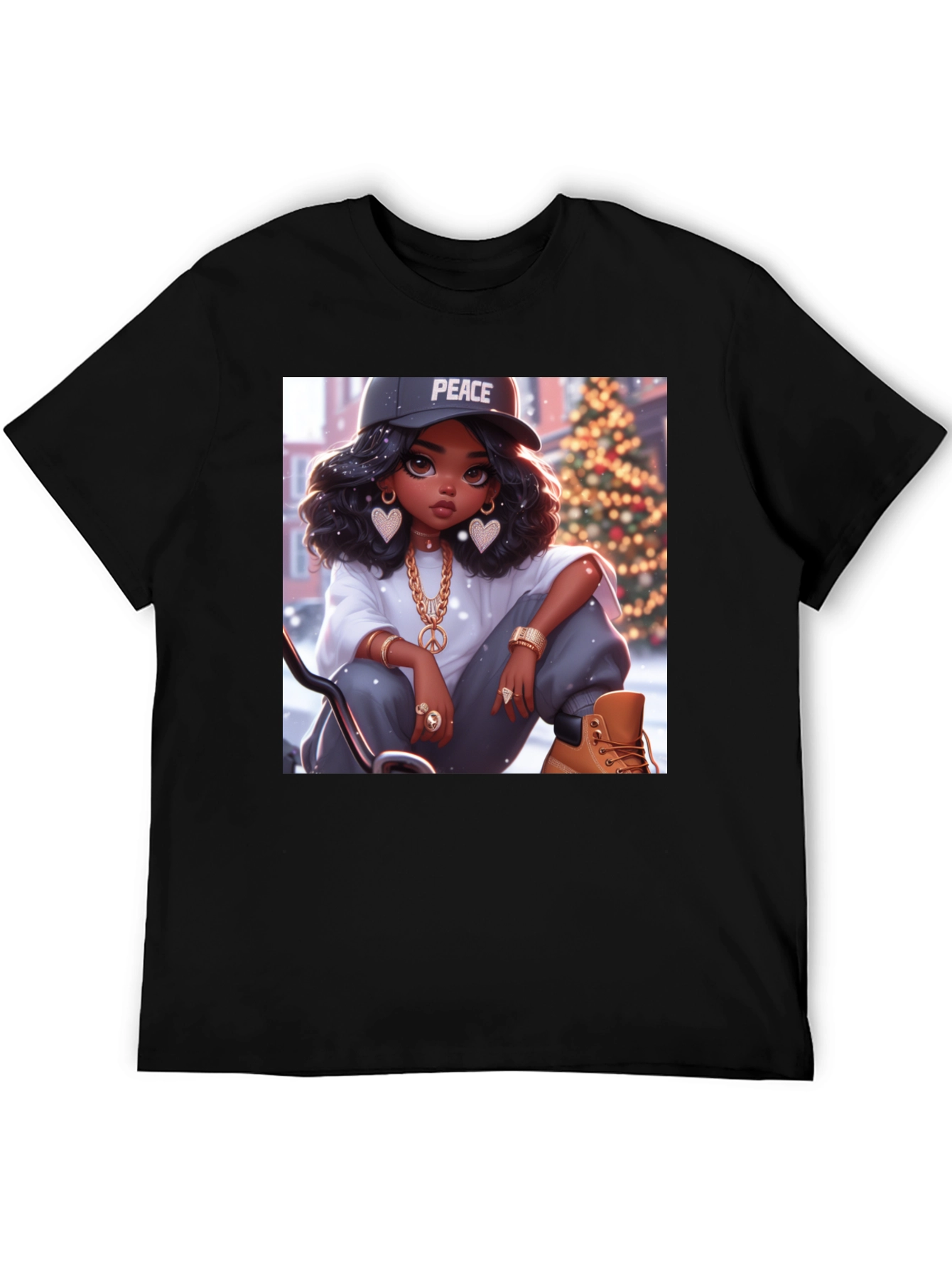 Black Peace Girl Black T-Shirt view 5