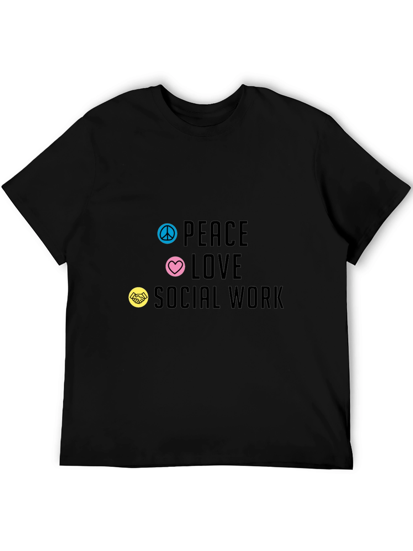Black Peace Love Social Work Graphic Tee view 5