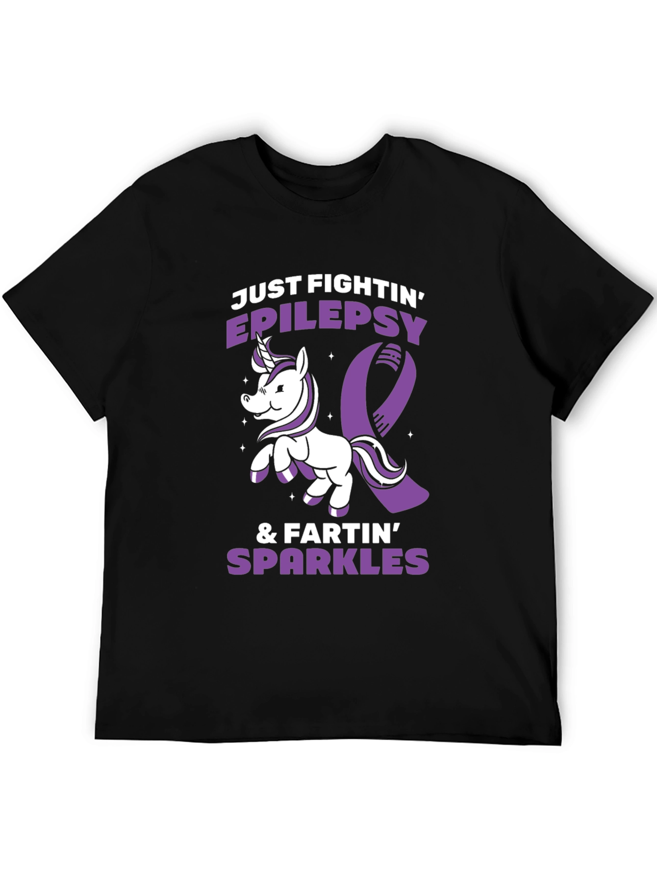 Black Epilepsy Awareness T-Shirt Unicorn Fighting Sparkles  view 5