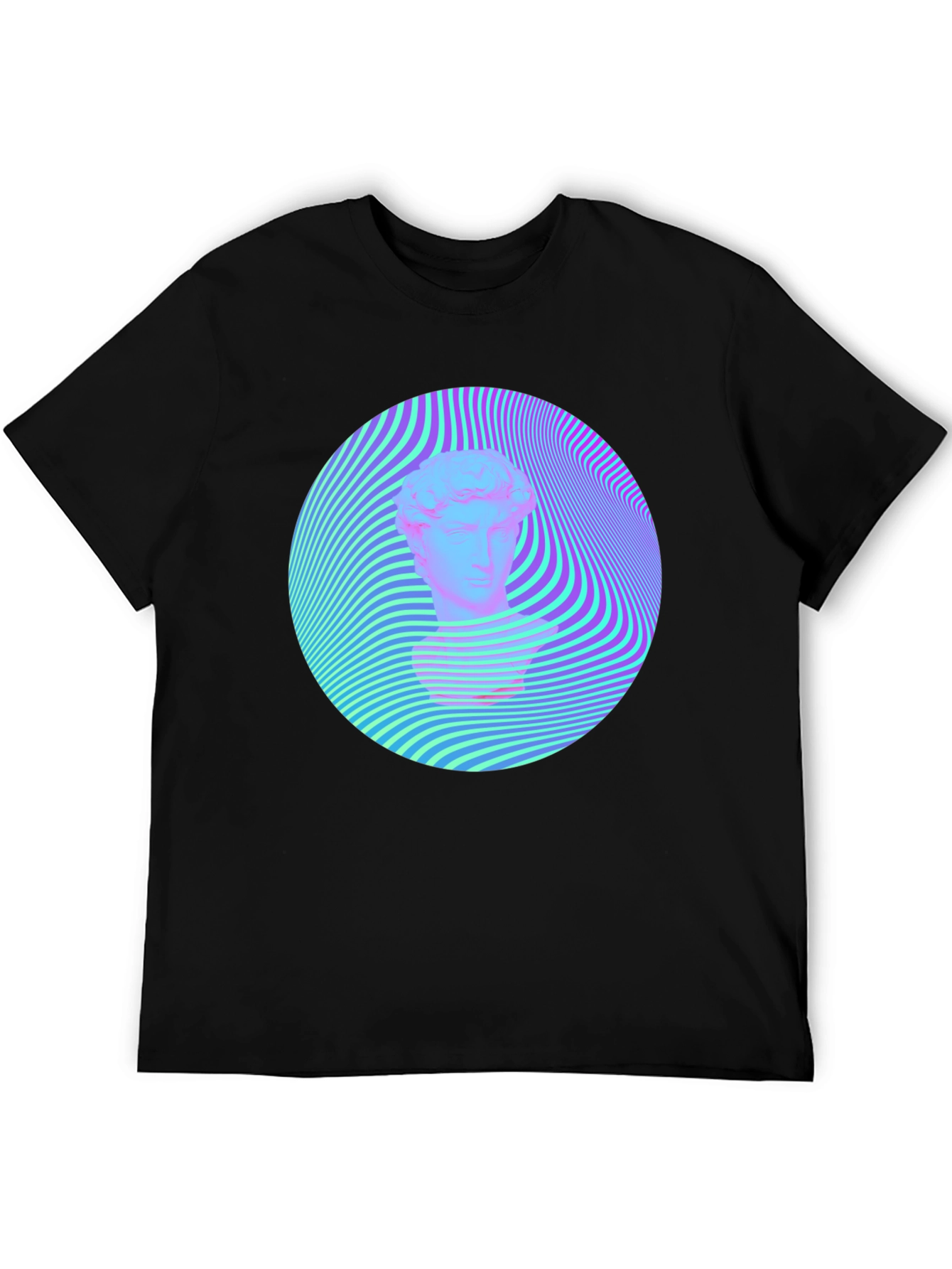 Black Vaporwave Statue Head Tee - Retro Aesthetic Shirt view 5