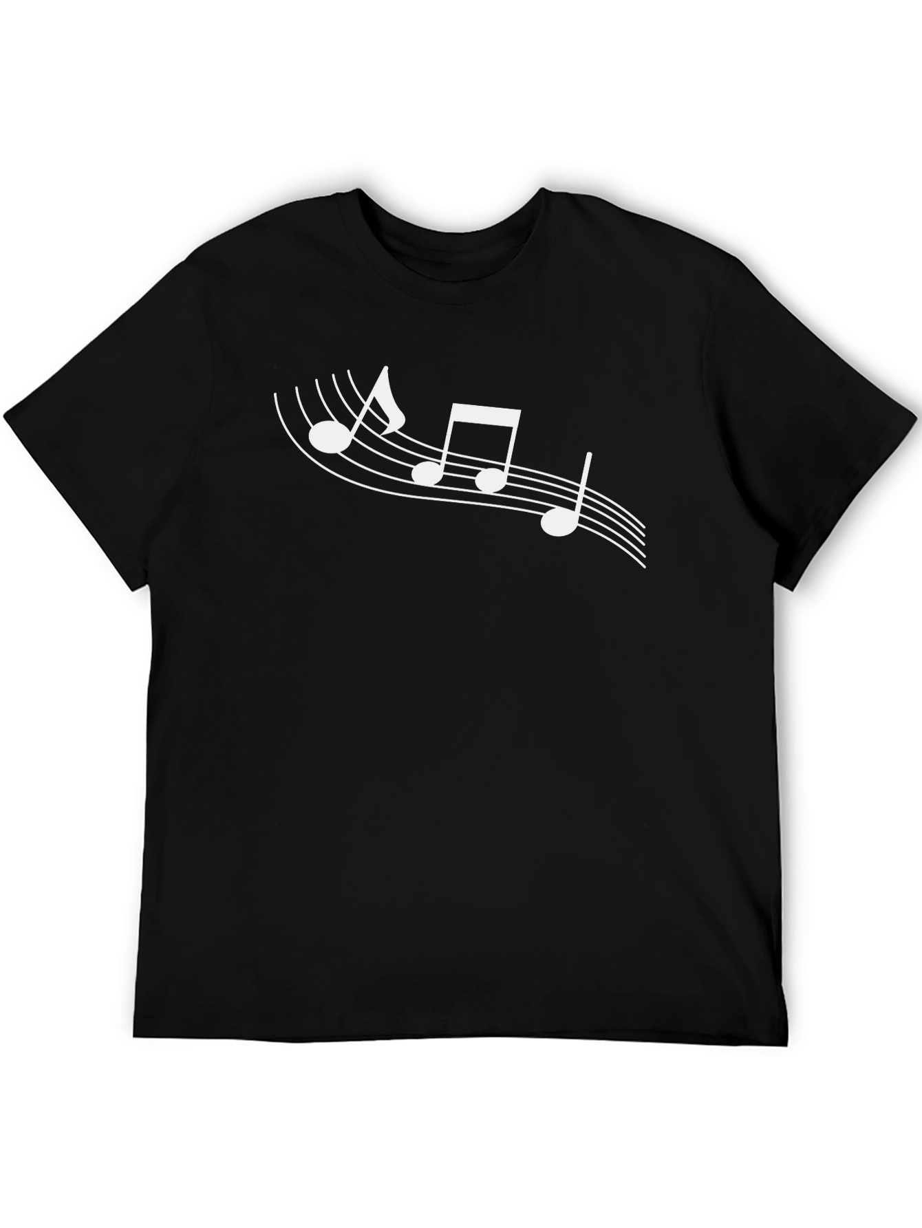 Black Musical Notes Graphic Tee - Black Cotton T-Shirt view 5