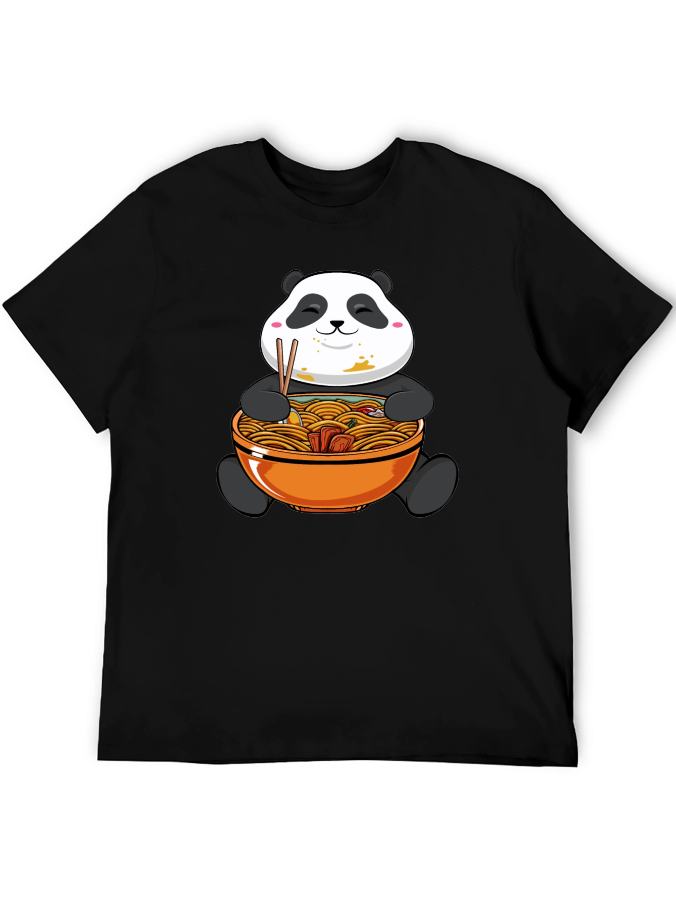 Black Panda Ramen Graphic Tee - Black Cotton Comfort view 5