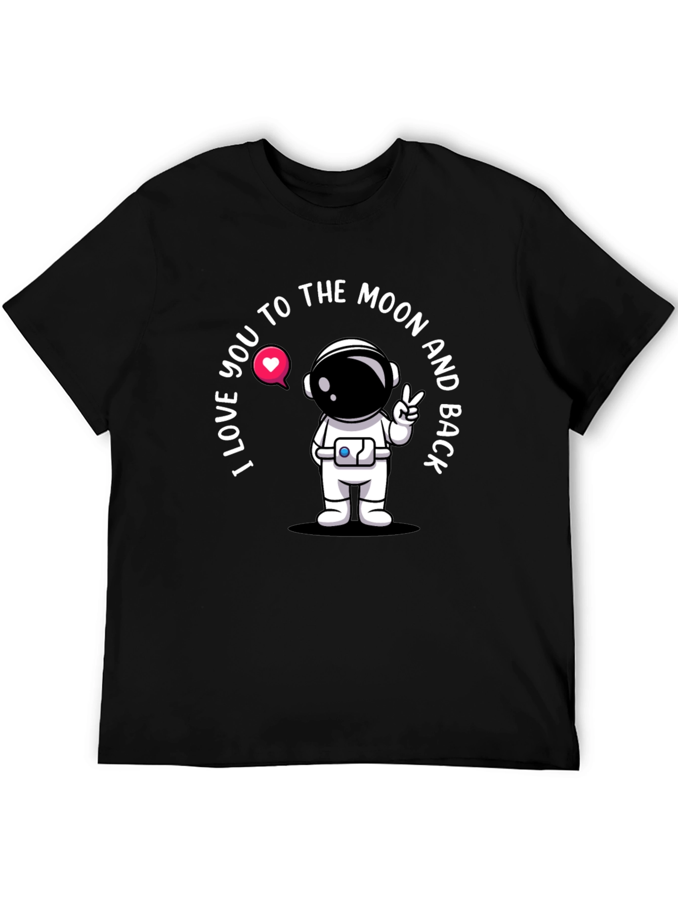 Black I Love You To The Moon Astronaut Black T-Shirt view 5