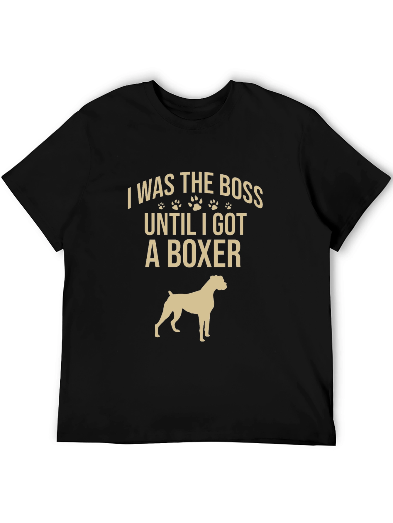 Black I Was The Boss Boxer Dog Black T-Shirt view 5