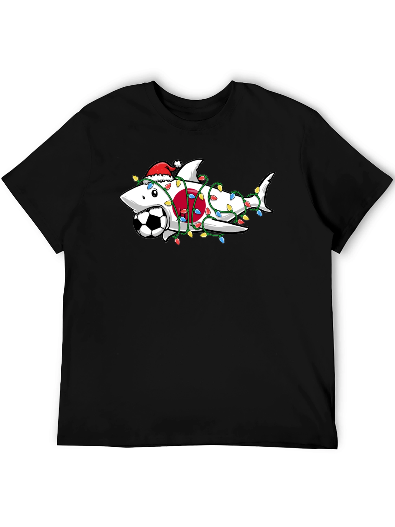 Holiday Shark Soccer Black T-Shirt - 5