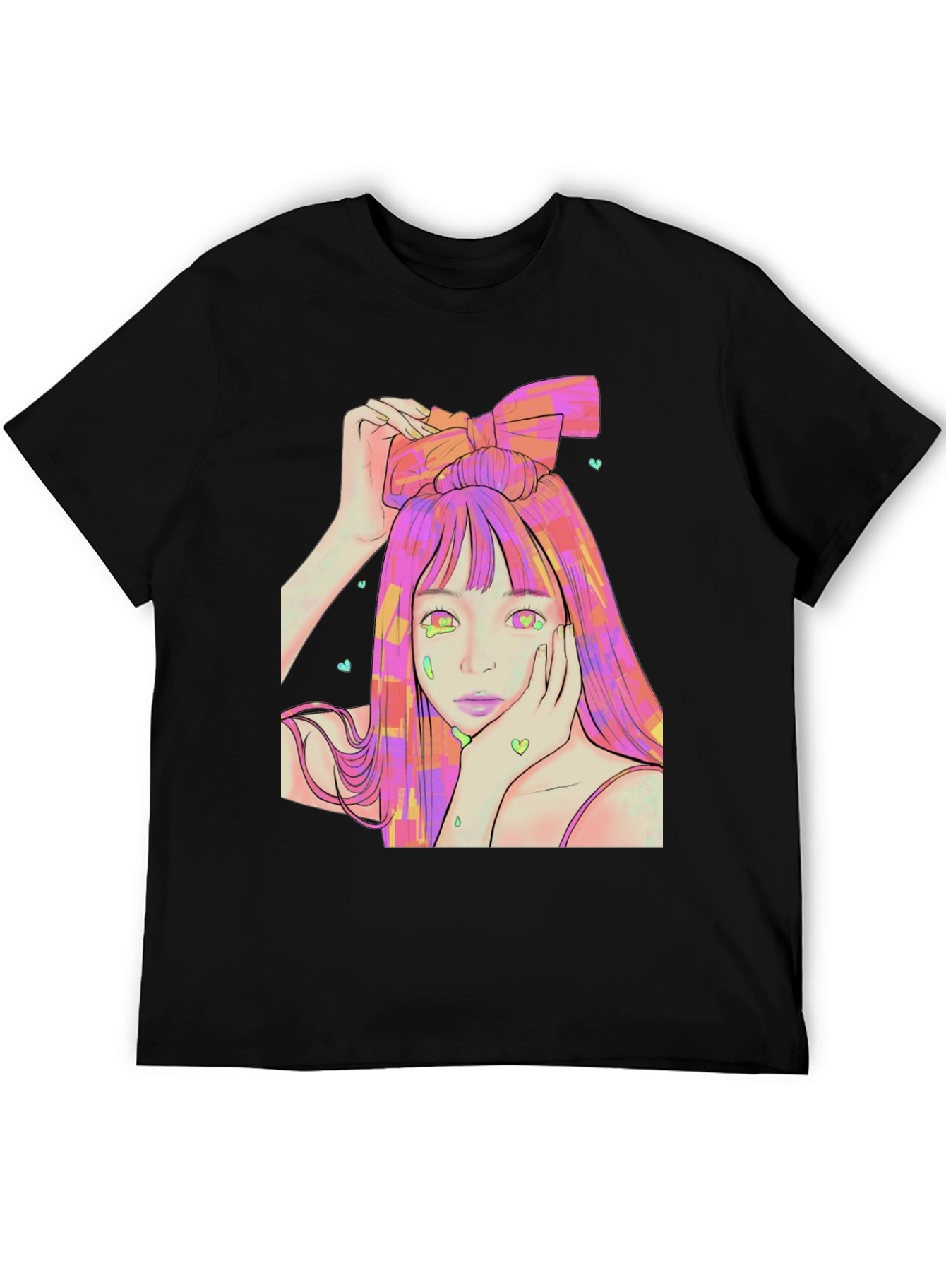 Black Anime Girl Graphic Tee - Black T-Shirt view 5