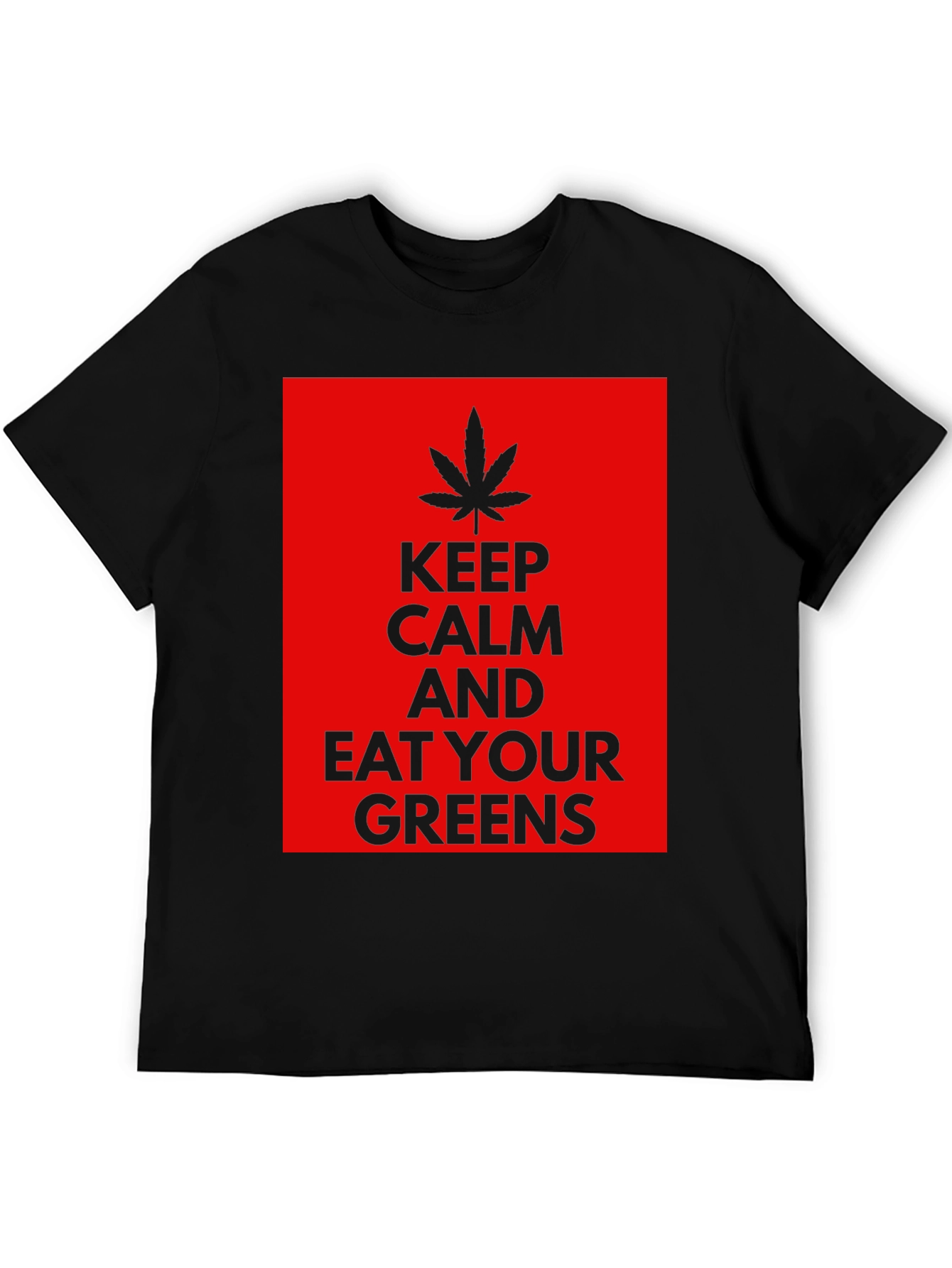 Black Keep Calm Eat Your Greens T-Shirt view 5