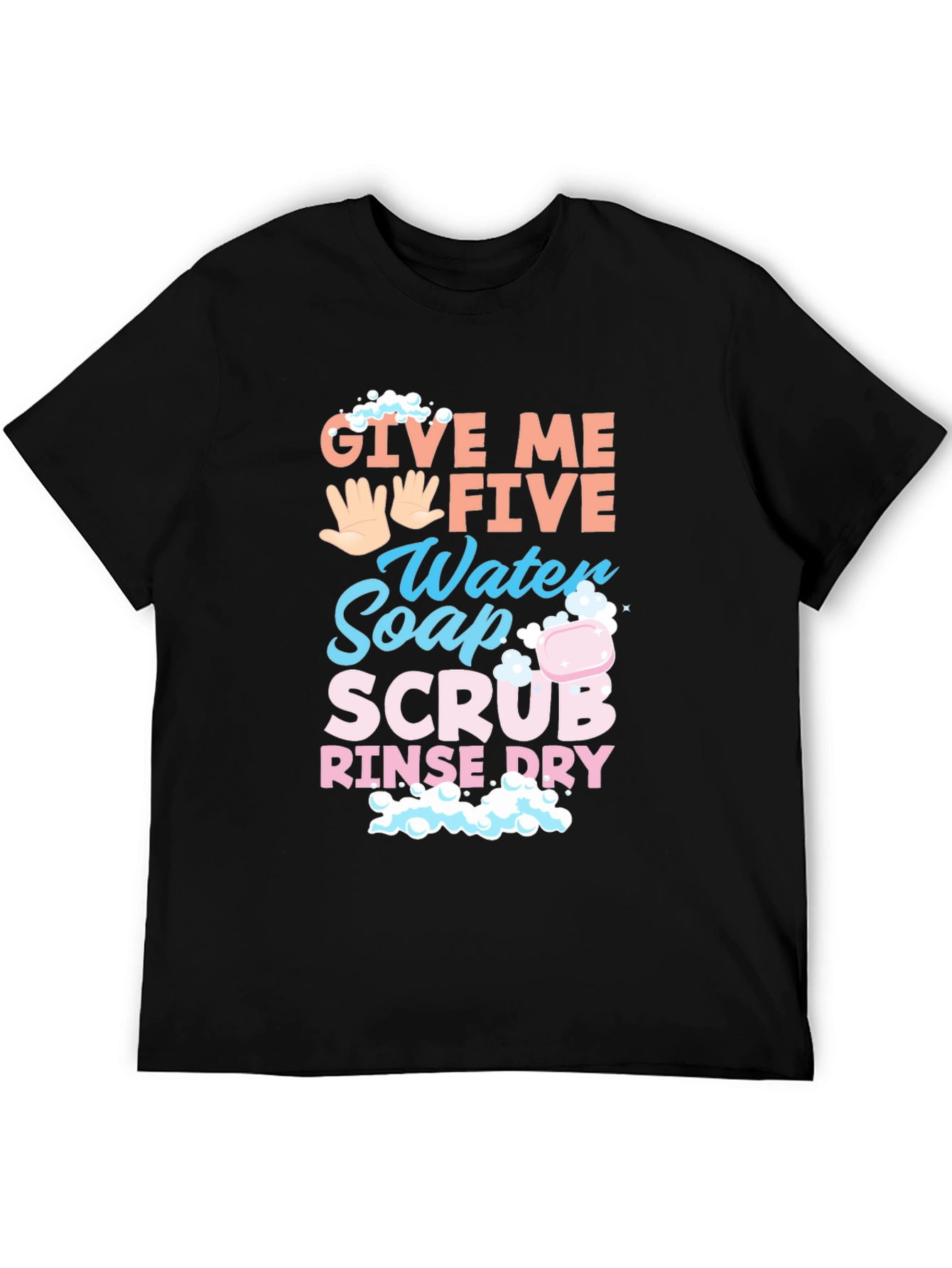 Black Give Me Five Wash Hands T-Shirt view 5