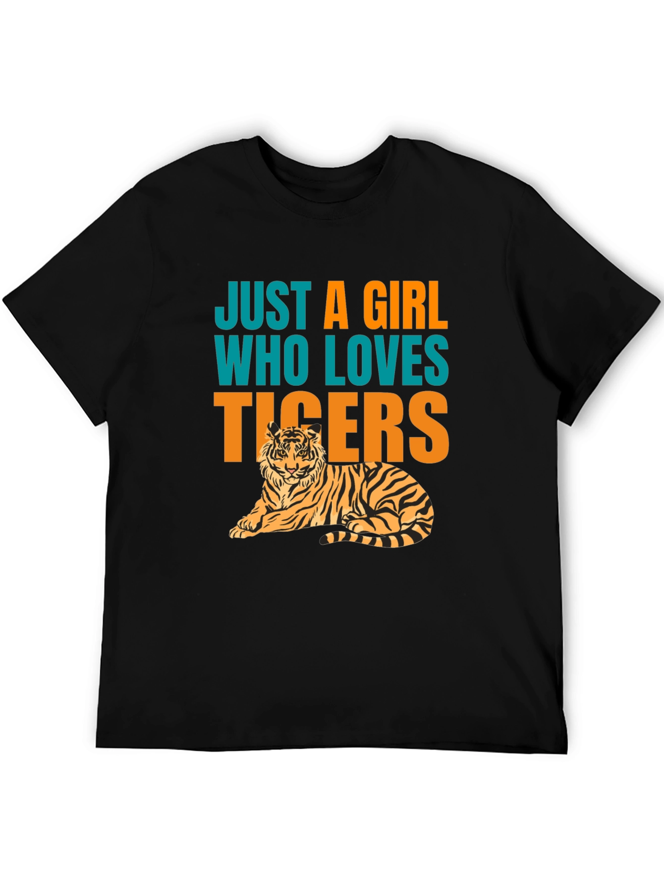 Black Just A Girl Who Loves Tigers T-Shirt view 5